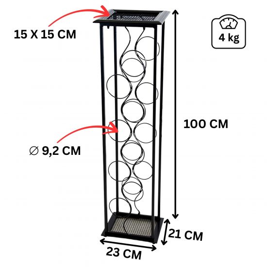 Preview: DanDiBo Weinregal Metall Schwarz Stehend Flaschenregal 100 cm Oktave Modern Wine Rack Weinständer Weinflaschenregal