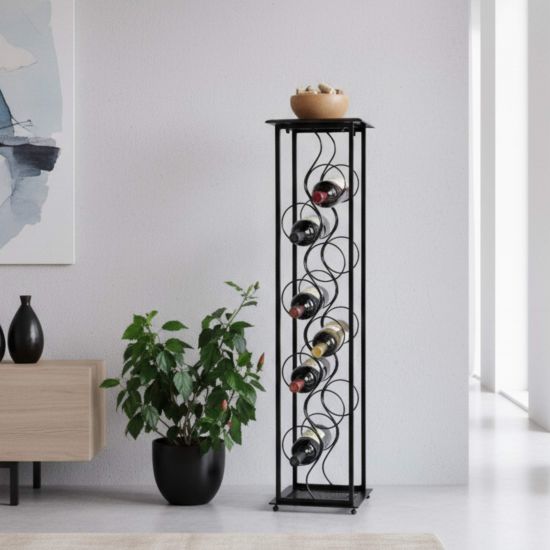 DanDiBo Wine Rack Metal Black Standing Bottle Rack 100 cm Octave Modern Wine Rack Bottle Holder Wine Bottle Rack