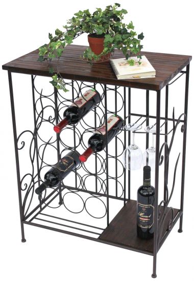 Wine rack 83cm HX12977 Bottle stand metal Wood Bottle holder Shelf