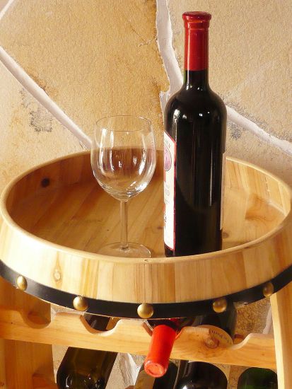 DanDiBo Weinregal Holz Stehend Weinfass 0370 Fass 80 cm Flaschenregal Flaschenständer Flaschenhalter Natur Bar Weinbar