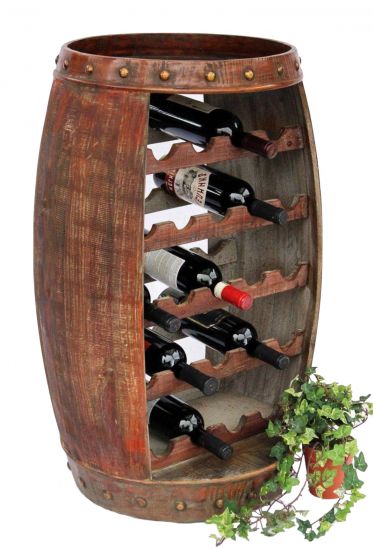 DanDiBo Wine Rack Wine Barrel 0370-R Wood Barrel 80 cm Freestanding Bottle Stand Bottle Holder Brown Bar Wine Bar