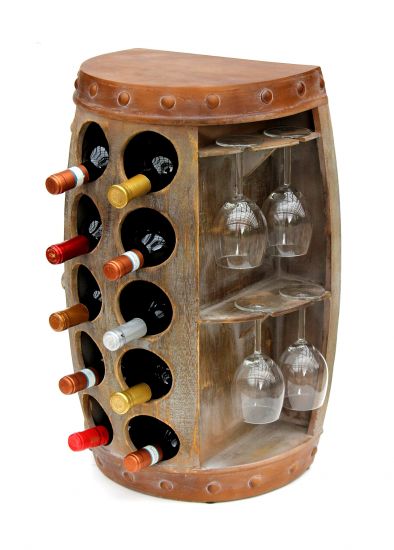 Weinregal Weinfass 1547 Beistelltisch Schrank Fass aus Holz 65cm Weinbar Bar Wandtisch Flaschenregal