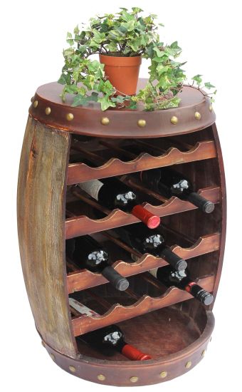 Wine Shelf Wine barrel Barrel wooden H-70cm No. 1546 Bottle stand Shelf antique-brown