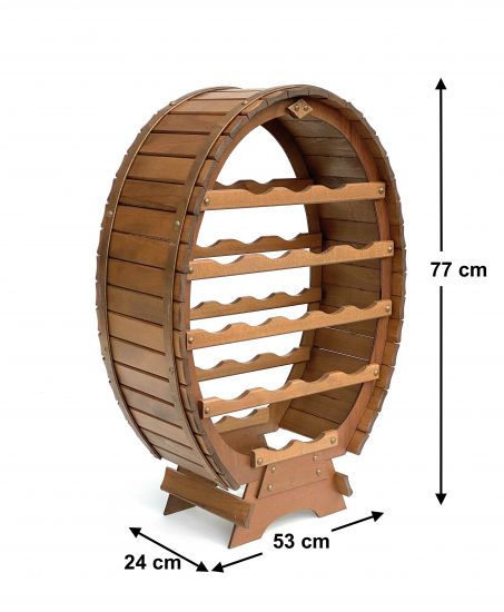 DanDiBo wine rack wood standing wine barrel 18 bottles brown stained bottle rack bottle holder barrel