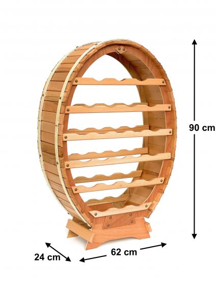 DanDiBo Weinregal Holz Stehend Weinfass 24 Flaschen Natur lackiert Wandregal Flaschenregal Flaschenhalter Fass