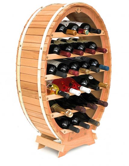 DanDiBo Weinregal Holz Stehend Weinfass 24 Flaschen Natur lackiert Wandregal Flaschenregal Flaschenhalter Fass