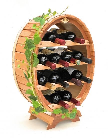 Weinregal Weinfass für 12 Flaschen Natur lackiert 65cm Flaschenhalter Flaschenregal Bar Fassform