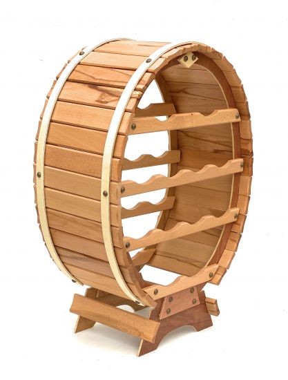 Weinregal Weinfass für 12 Flaschen Natur lackiert 65cm Flaschenhalter Flaschenregal Bar Fassform