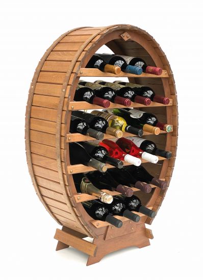 DanDiBo wine rack wood standing wine barrel 24 bottles brown bottle rack bottle holder barrel