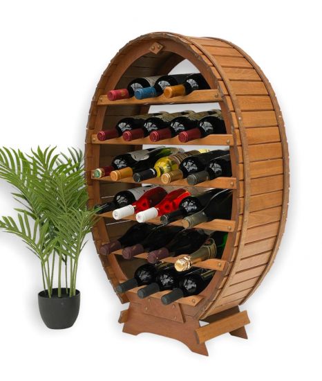 DanDiBo wine rack wood standing wine barrel 24 bottles brown bottle rack bottle holder barrel