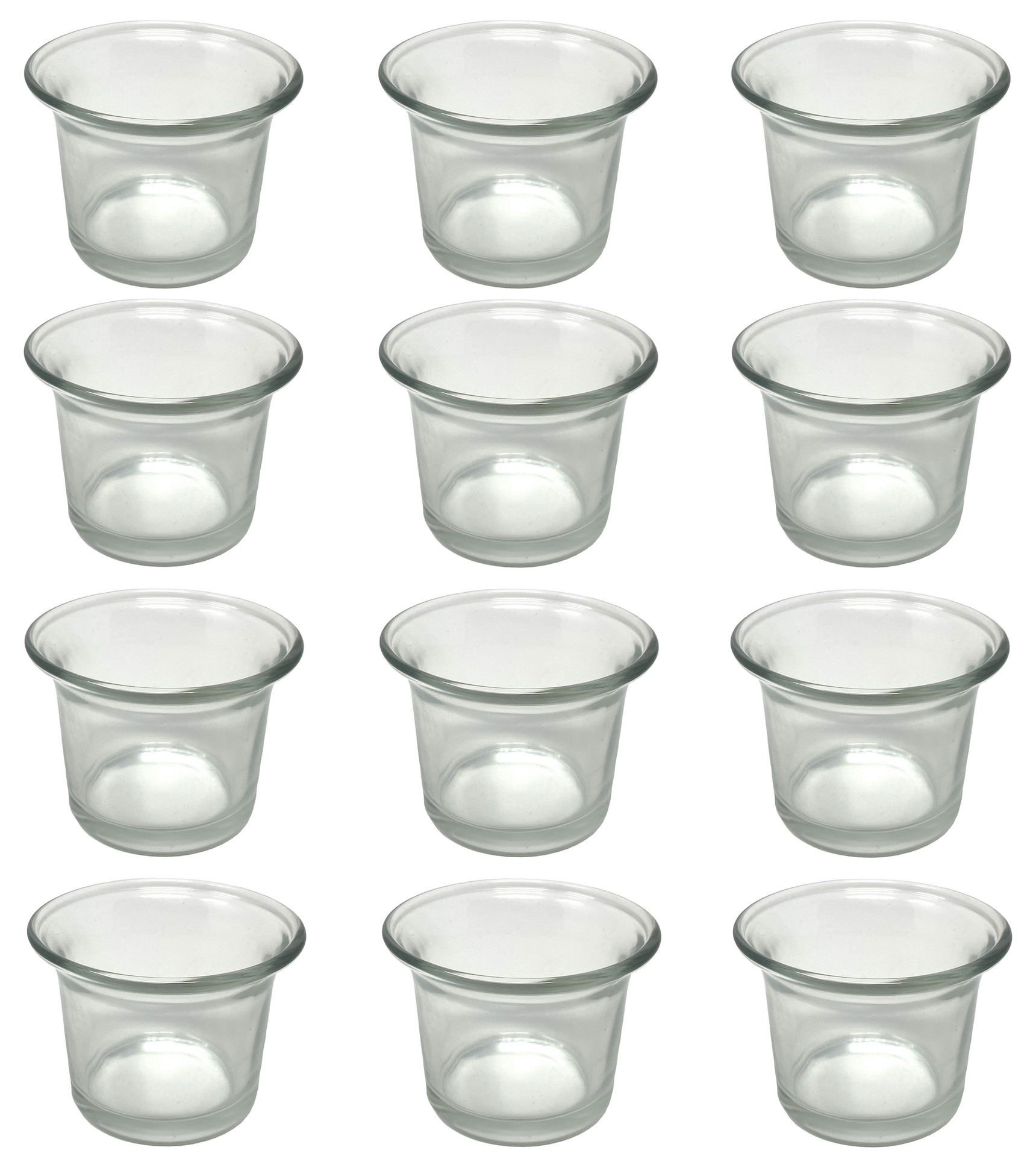 12x Teelichtgläser Teelichthalter Glas Teelichtglas Klar geschwungen 4,5 cm  hoch Kerzenhalter - DanDiBo-Ambiente