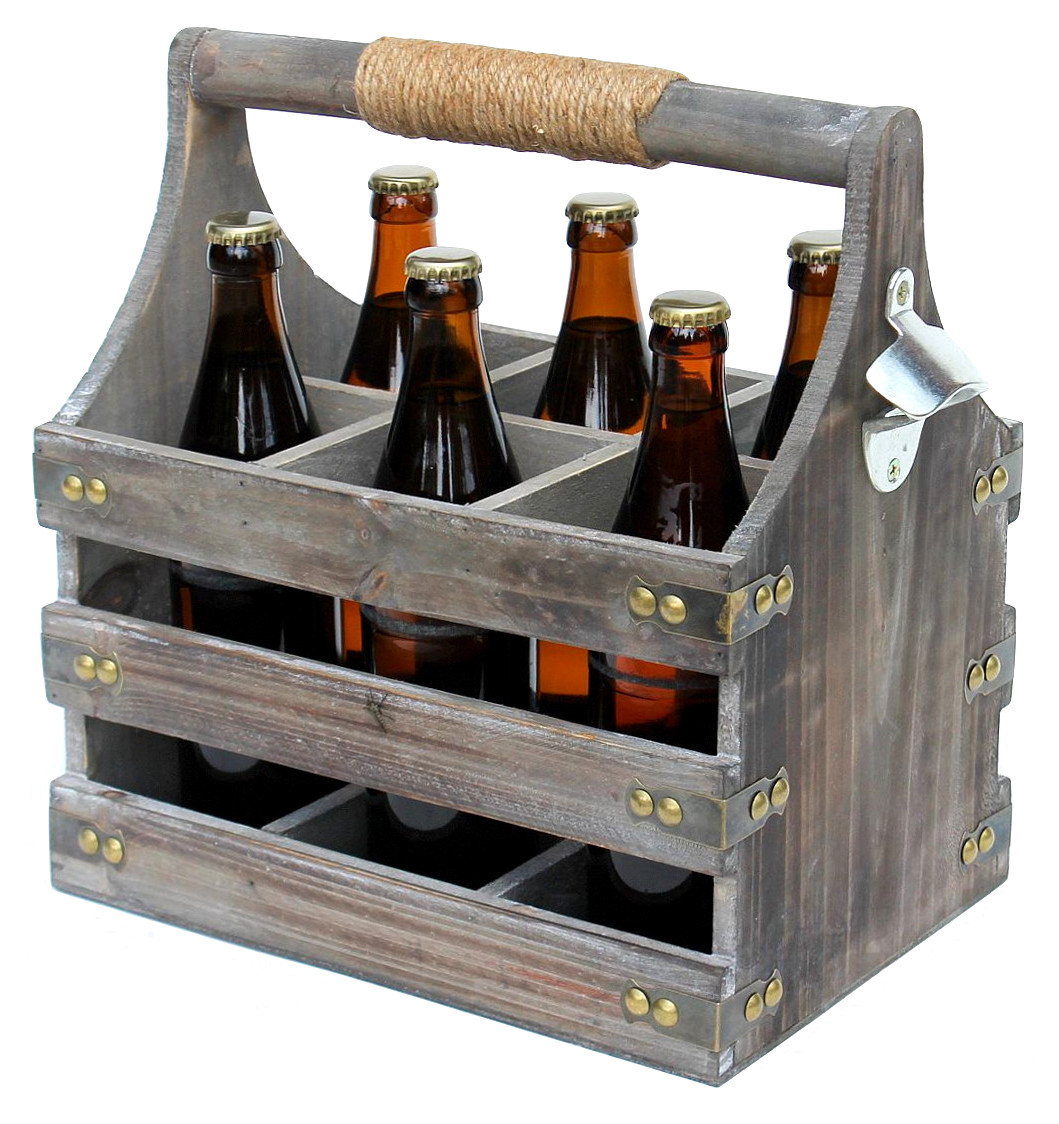 DanDiBo Bierträger aus Holz mit Öffner 93860 Flaschenträger Flaschenöffner  Flaschenkorb Männerhandtasche Männergeschenke-DanDiBo