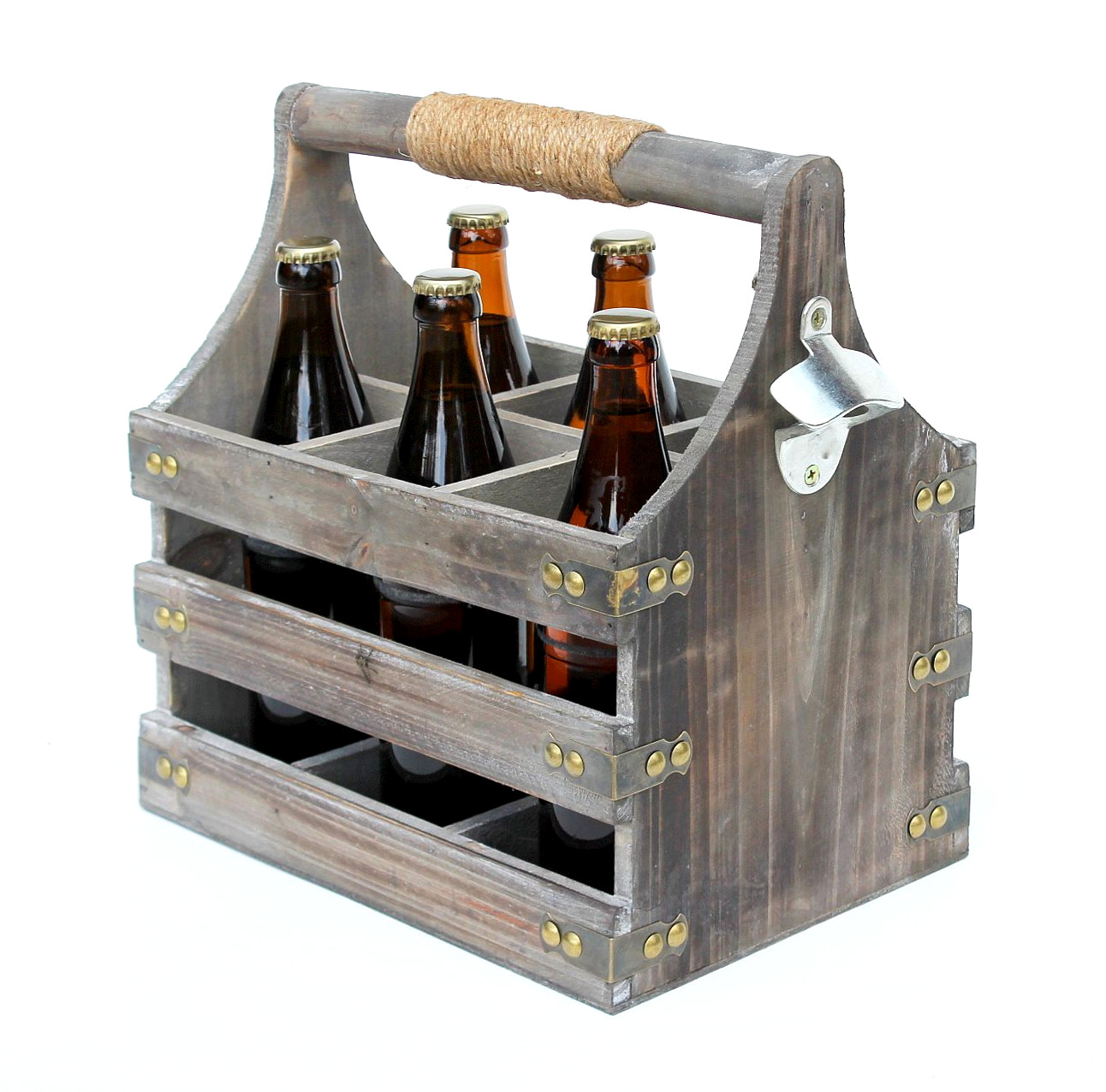 DanDiBo Bierträger aus Holz mit Öffner 93860 Flaschenträger Flaschenöffner  Flaschenkorb Männerhandtasche Männergeschenke-DanDiBo