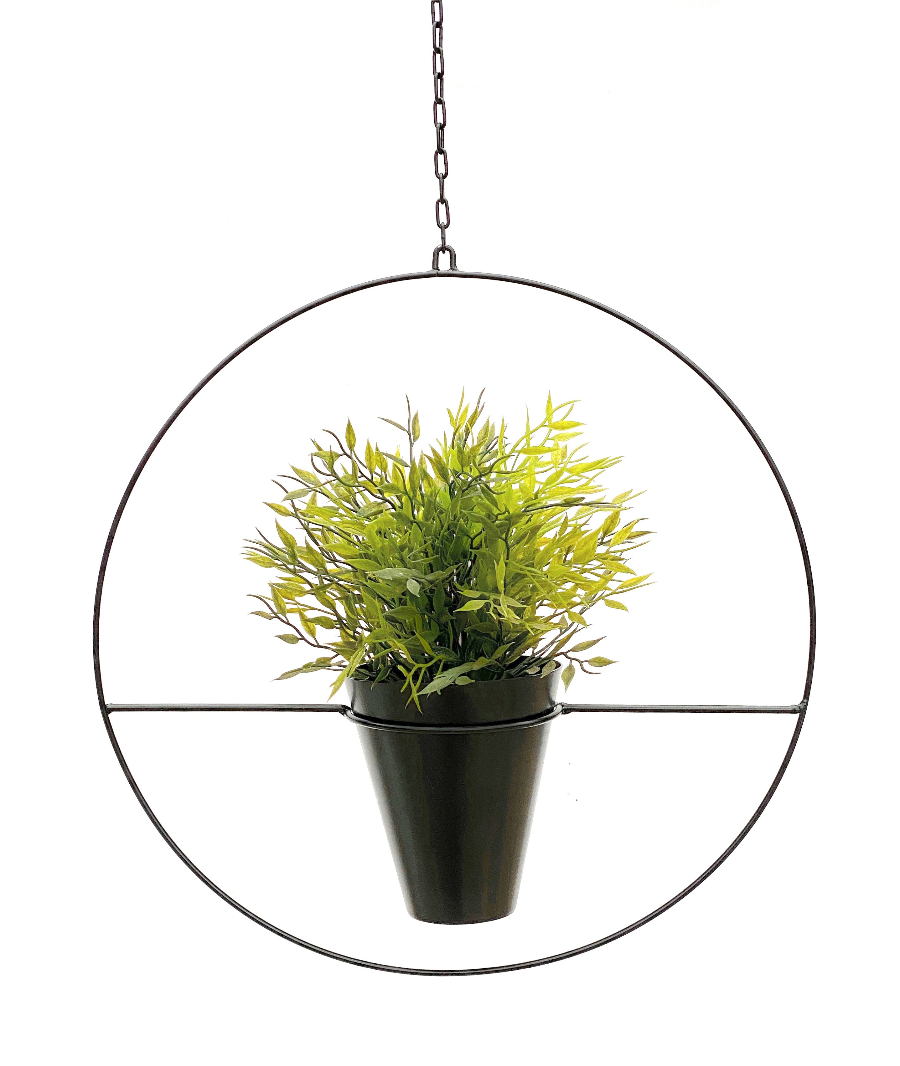 BLUMENAMPEL mit Topf Metall Schwarz Ø 40 cm KW446-DanDiBo