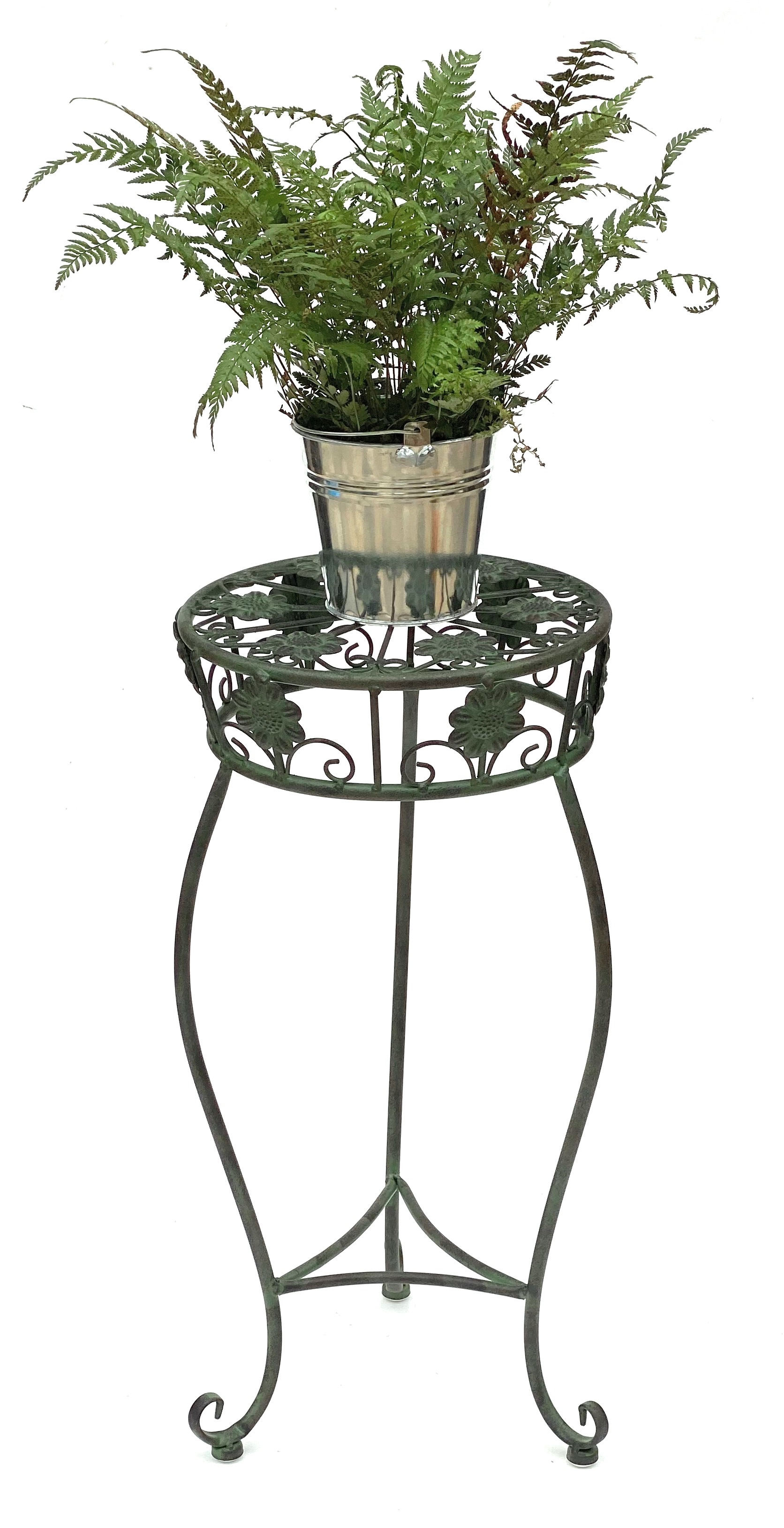 BLUMENHOCKER Metall Grn Rund 60 cm Blumenstnder 96008 M Blumensule Antik  Pflanzenstnder Pflanzenhocker Vintage-DanDiBo