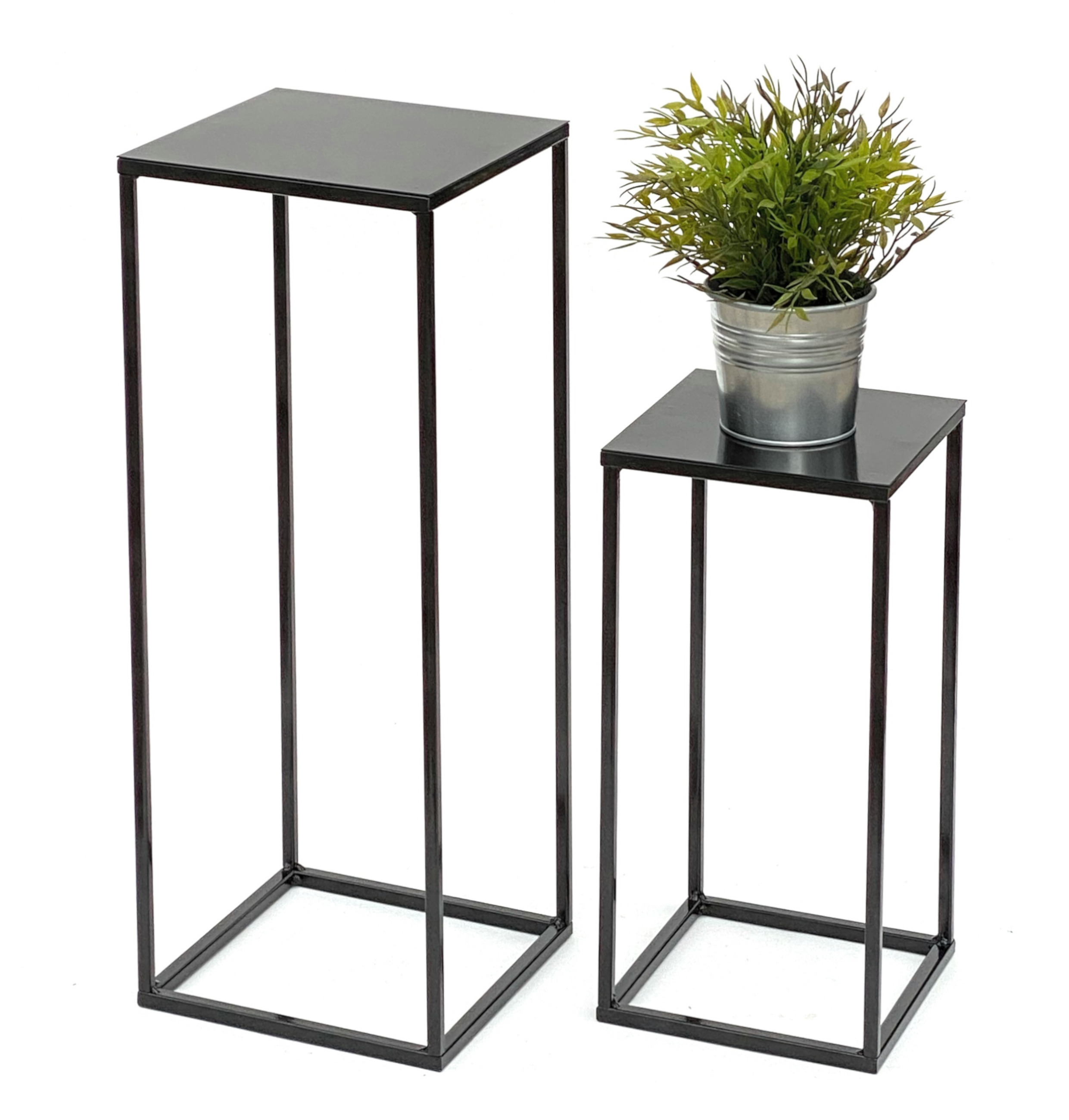 DanDiBo Blumenhocker Metall Schwarz Eckig 2er Set Blumenständer