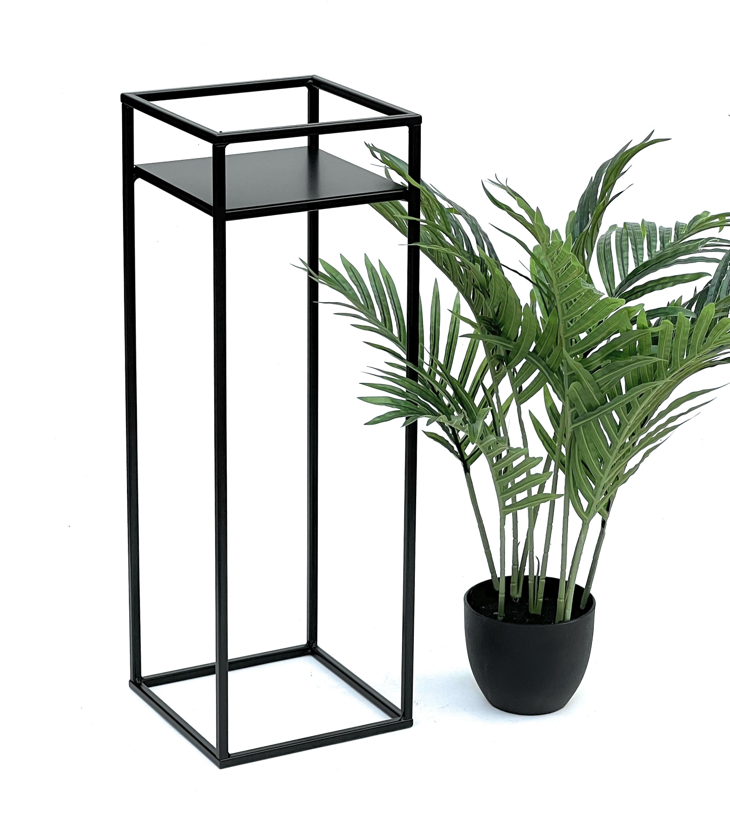 DanDiBo Blumenhocker Metall Schwarz Eckig 62 cm Blumenständer Beistelltisch  453 Blumensäule Modern Pflanzenständer Pflanzenhocker - DanDiBo-Ambiente