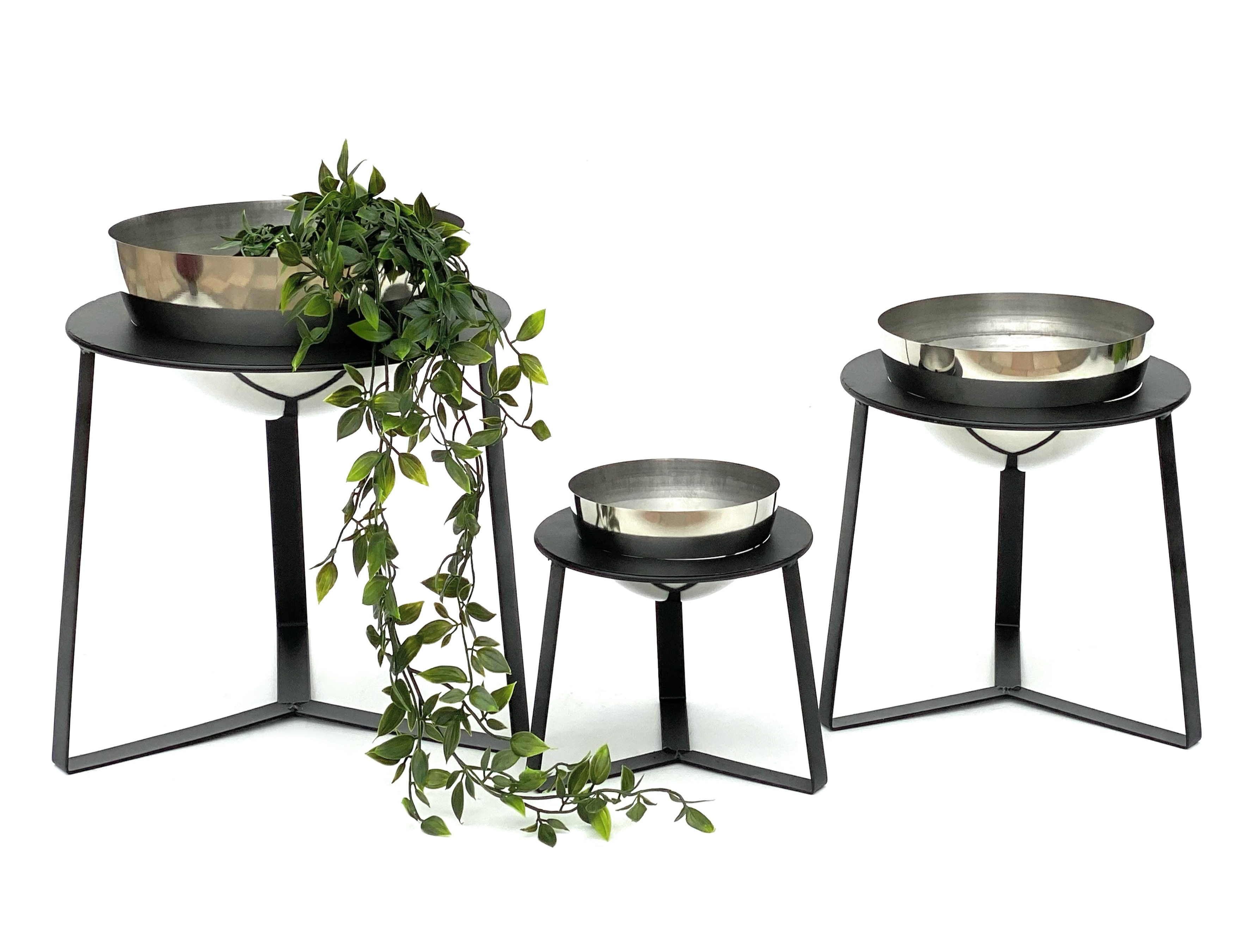 DanDiBo Blumenhocker Metall mit Topf Schwarz Silber Blumenständer 96091