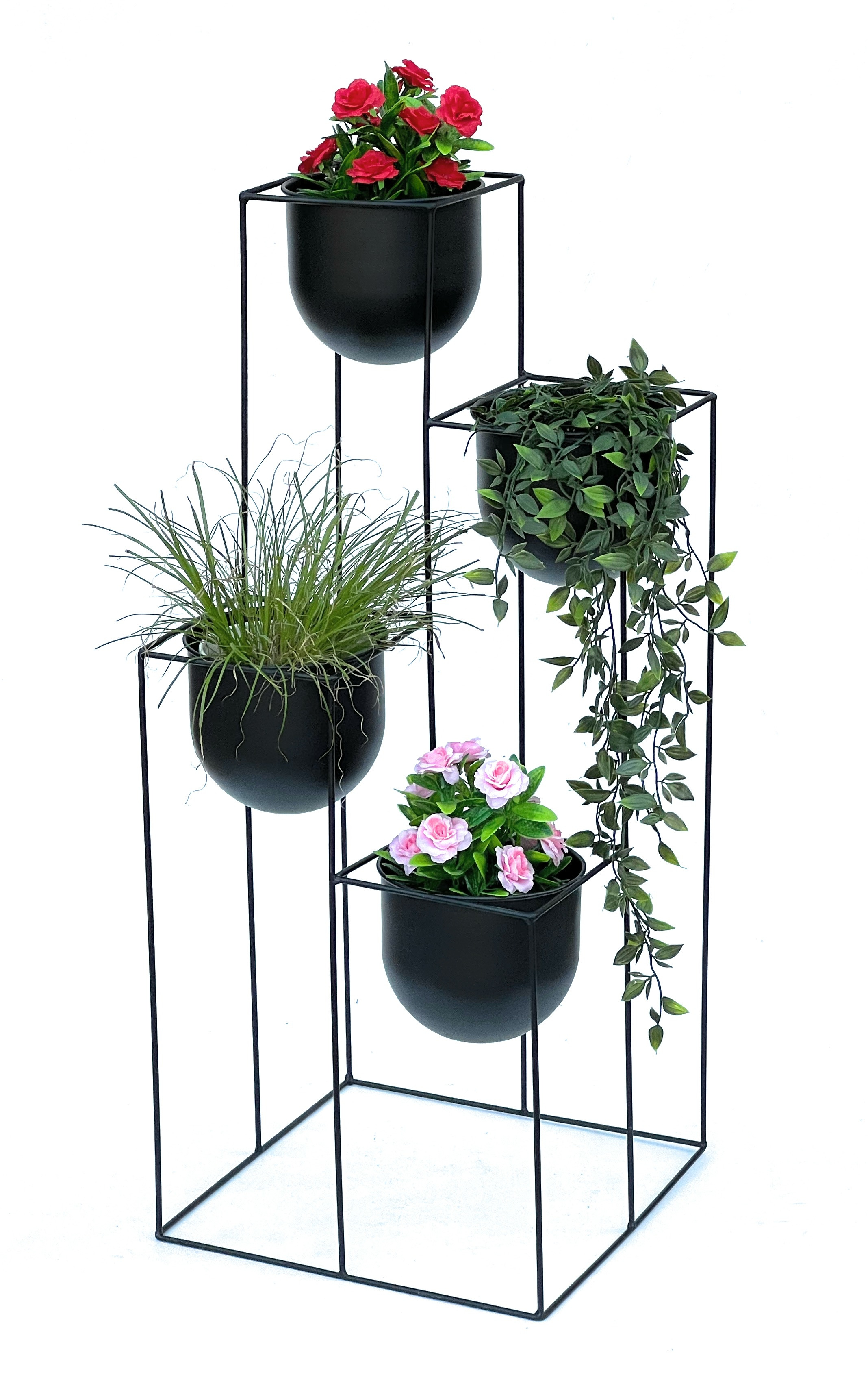 DanDiBo Blumentreppe Metall Schwarz 90 cm Pflanzentreppe mit Topf Innen  Indoor Blumenständer 210015 Blumensäule Modern Pflanzenständer Blumenhocker  - DanDiBo-Ambiente