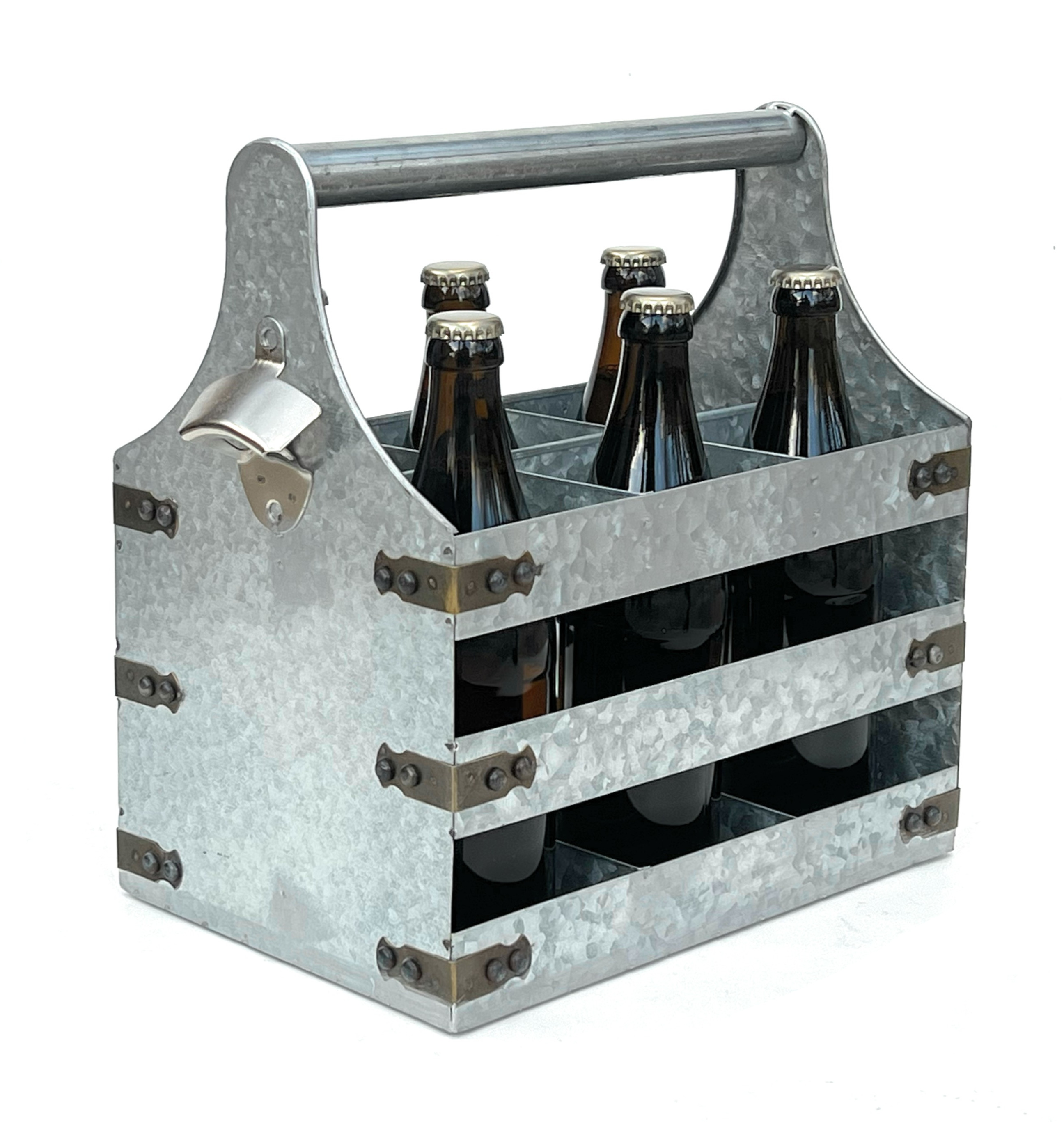 DanDiBo Bierträger Metall mit Öffner 96403 Flaschenträger 6 Flaschen  Flaschenöffner Flaschenkorb Männerhandtasche Männergeschenke -  DanDiBo-Ambiente