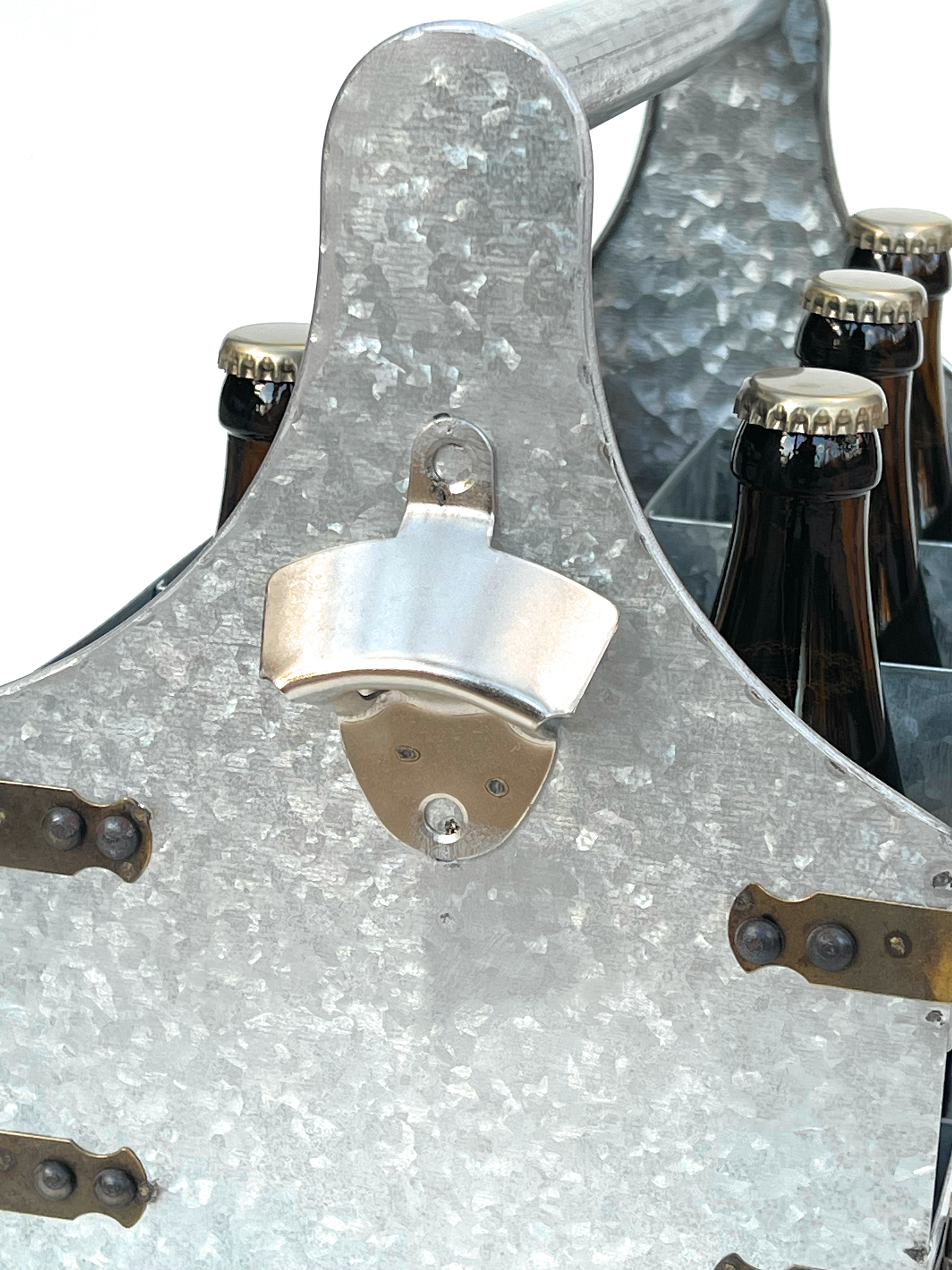 DanDiBo Bierträger Metall mit Öffner 96403 Flaschenträger 6 Flaschen  Flaschenöffner Flaschenkorb Männerhandtasche Männergeschenke - DanDiBo- Ambiente