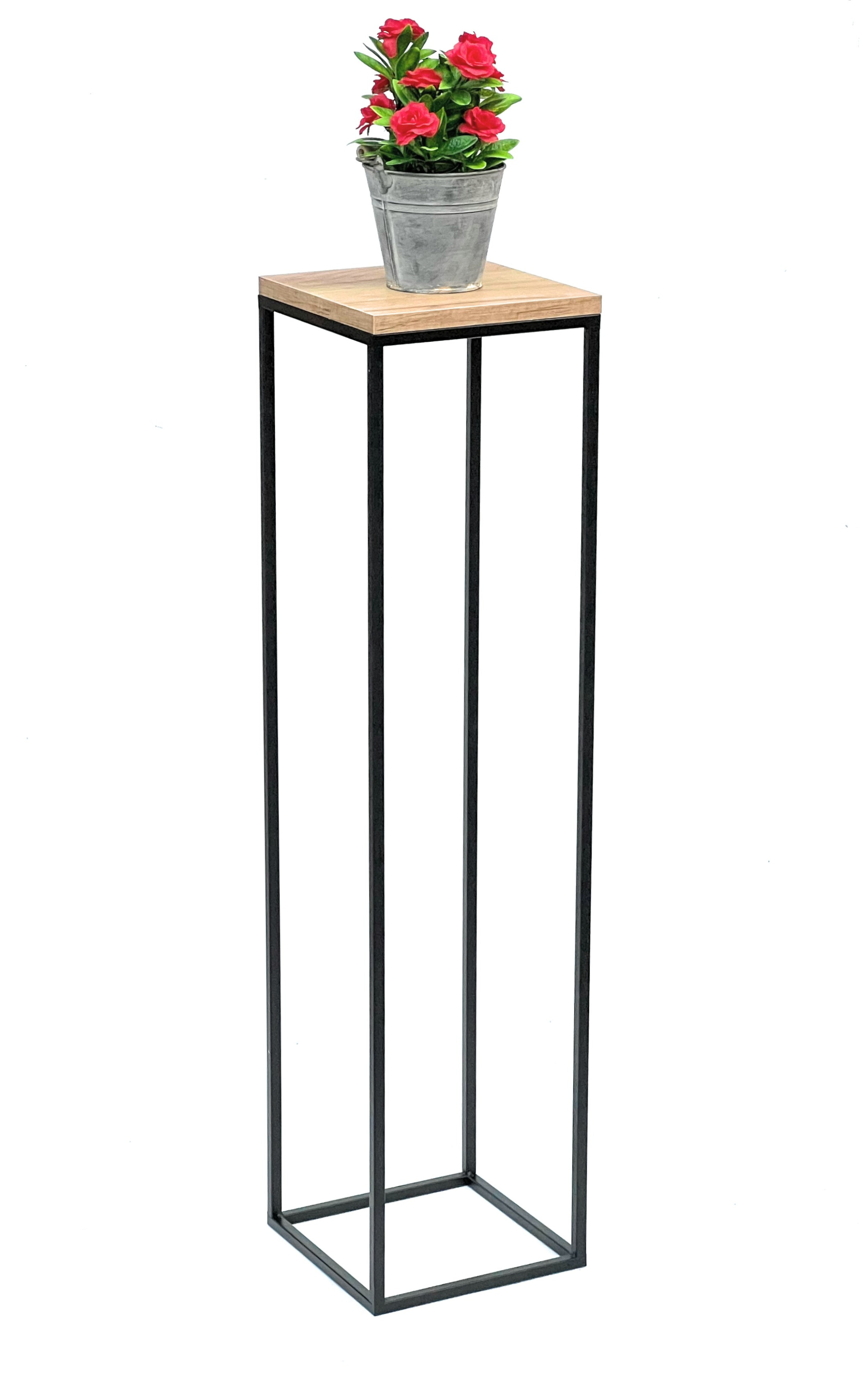 100 cm Blumenhocker Eckig Blumensäule 96353 Beistelltisch Pflanzenständer Holz DanDiBo DanDiBo-Ambiente Pflanzenhocker Blumenständer Metall Schwarz - Modern