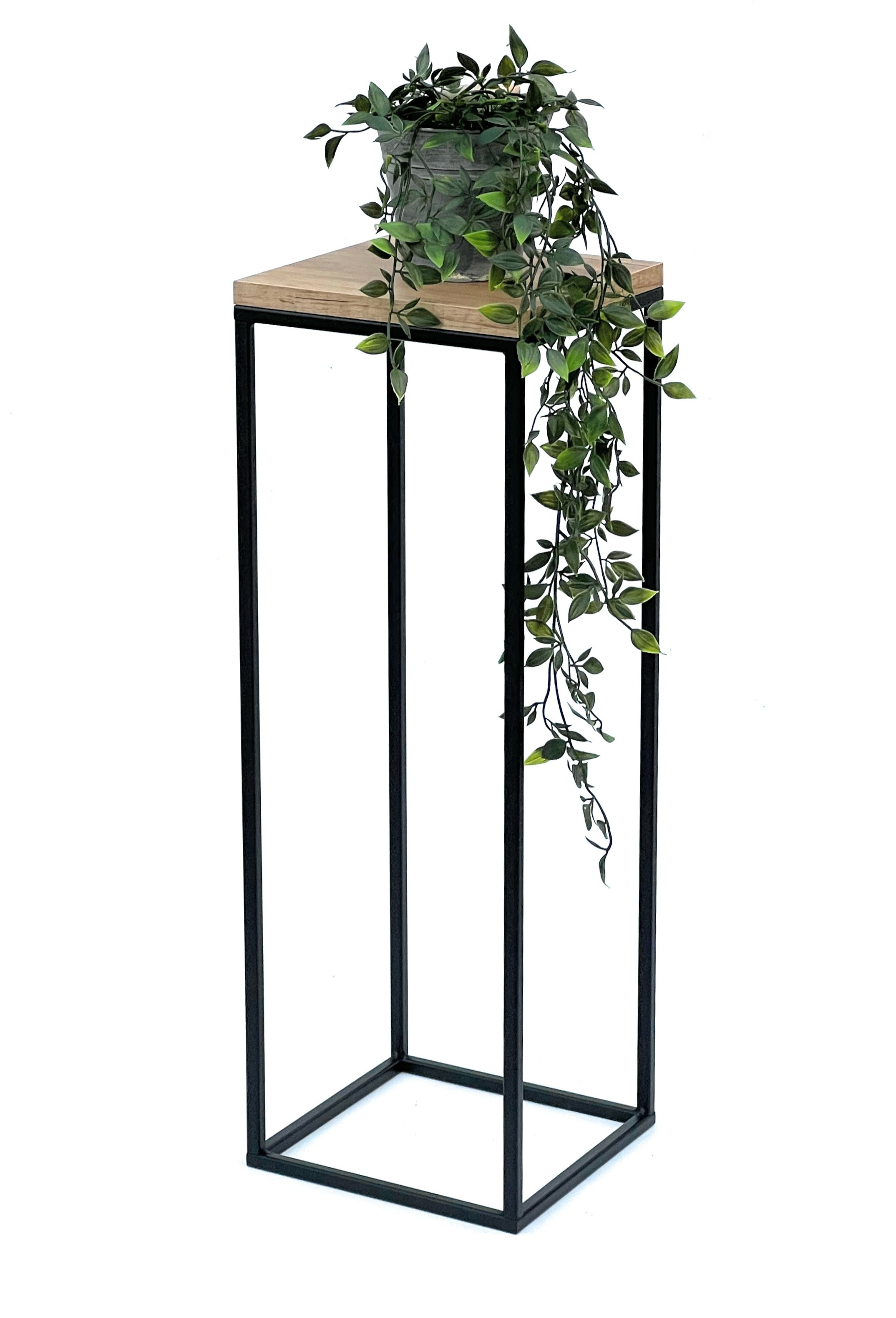 DanDiBo Blumenhocker Metall Holz Schwarz Eckig 70 cm Blumenständer  Beistelltisch 96352 Blumensäule Modern Pflanzenständer Pflanzenhocker -  DanDiBo-Ambiente