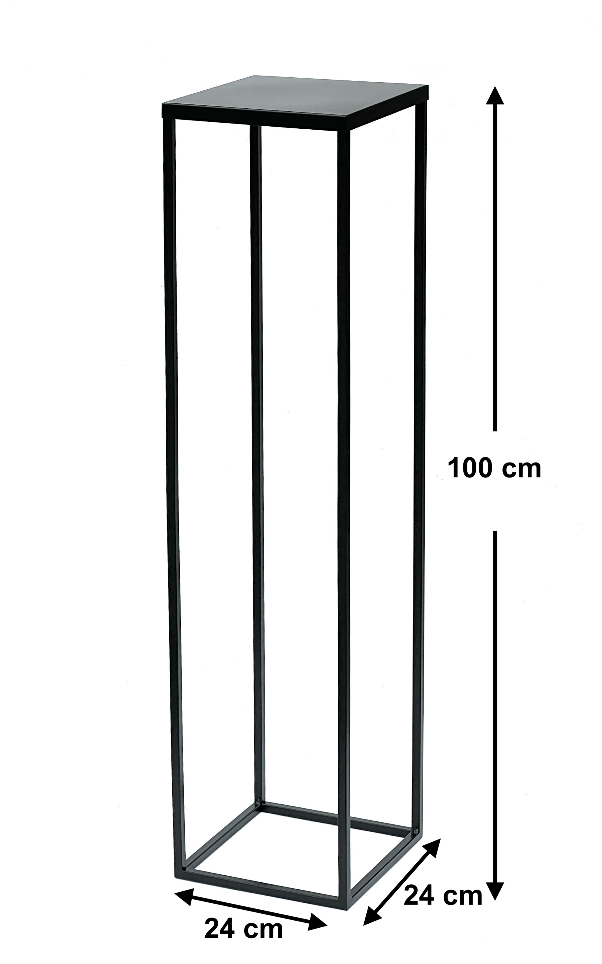 DanDiBo Blumenhocker Metall Schwarz 100 cm Eckig Blumenständer  Beistelltisch FRA-006 Blumensäule Modern Pflanzenständer  Pflanzenhocker-DanDiBo