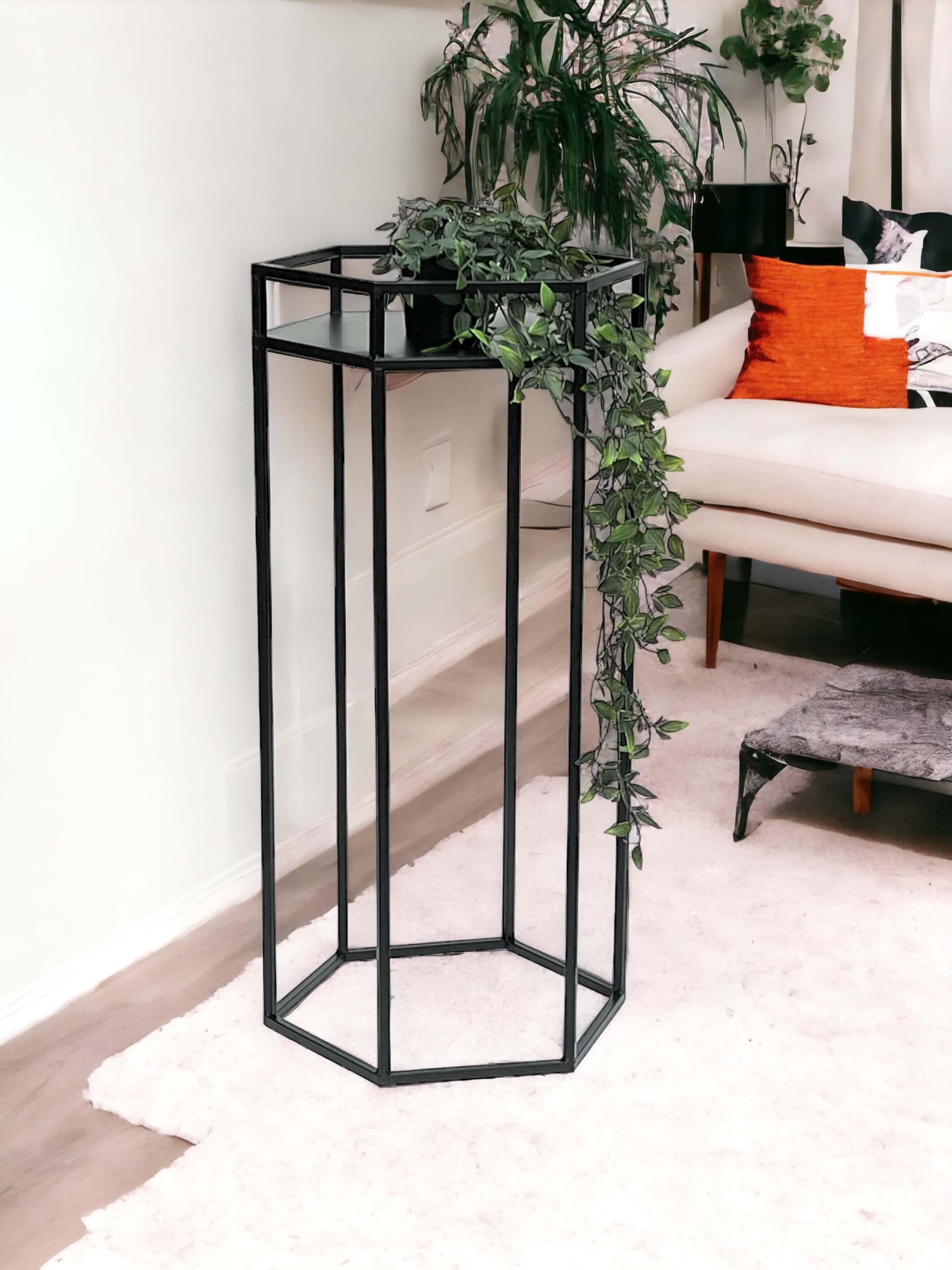 DanDiBo Blumenhocker Metall Schwarz 6eck 70 cm Blumenständer Blumensäule  96453 L Pflanzenhocker Modern Pflanzenständer - DanDiBo-Ambiente | Blumenständer