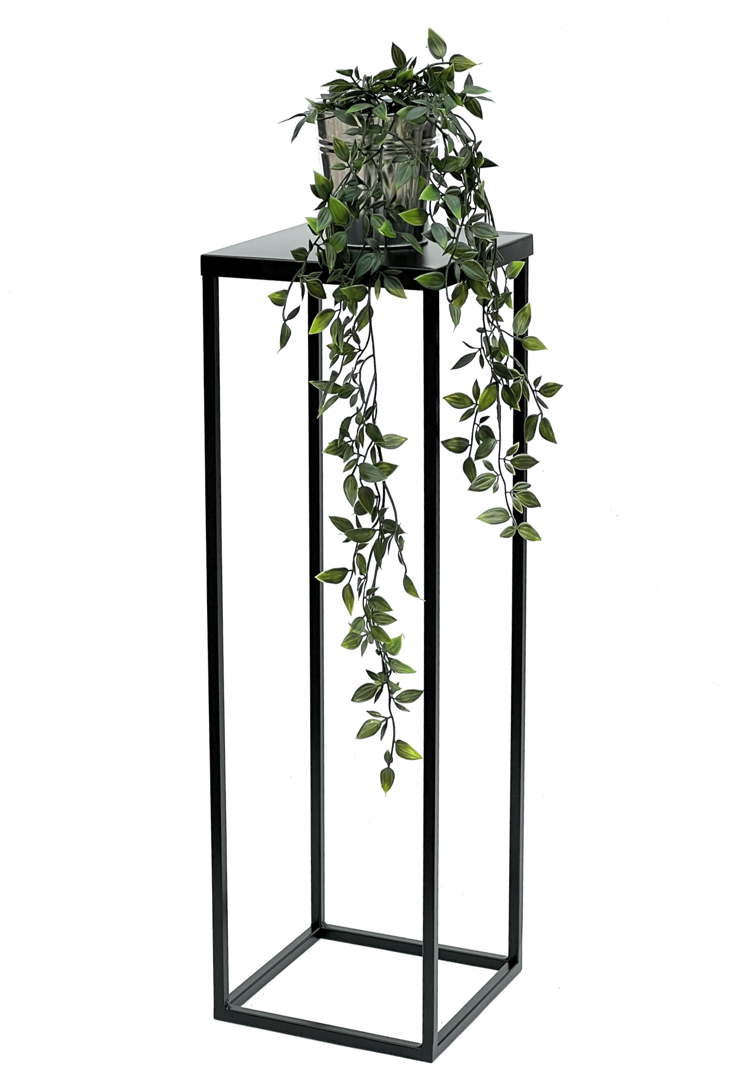 DanDiBo Blumenhocker Metall Schwarz 70 cm Eckig Blumenständer Beistelltisch  FRA-005 Blumensäule Modern Pflanzenständer Pflanzenhocker - DanDiBo-Ambiente