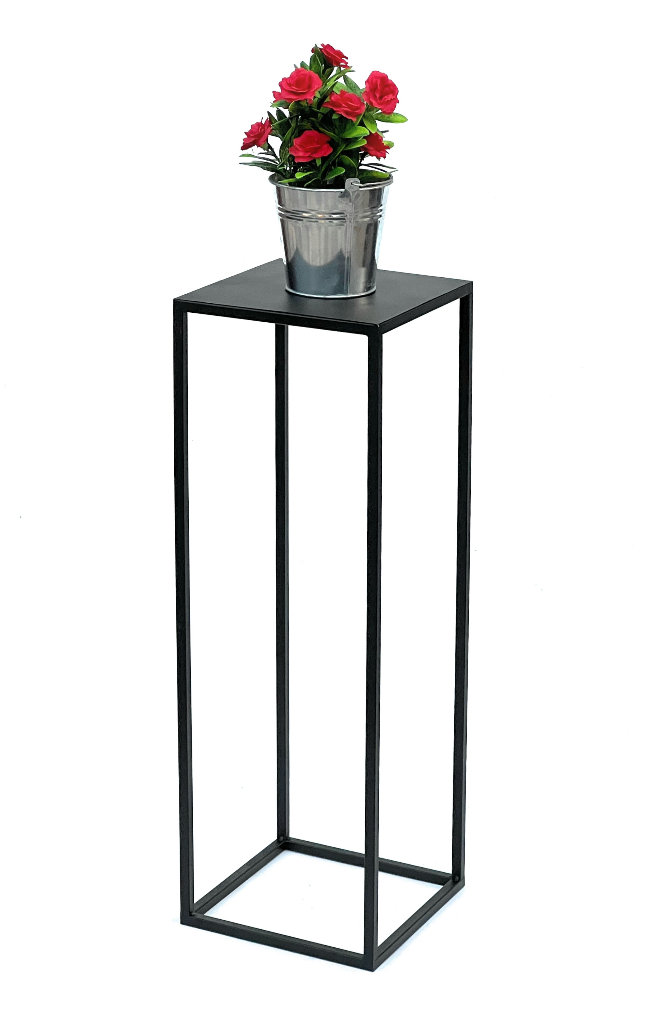 BLUMENHOCKER Metall Schwarz Eckig 70 cm Blumenständer Beistelltisch