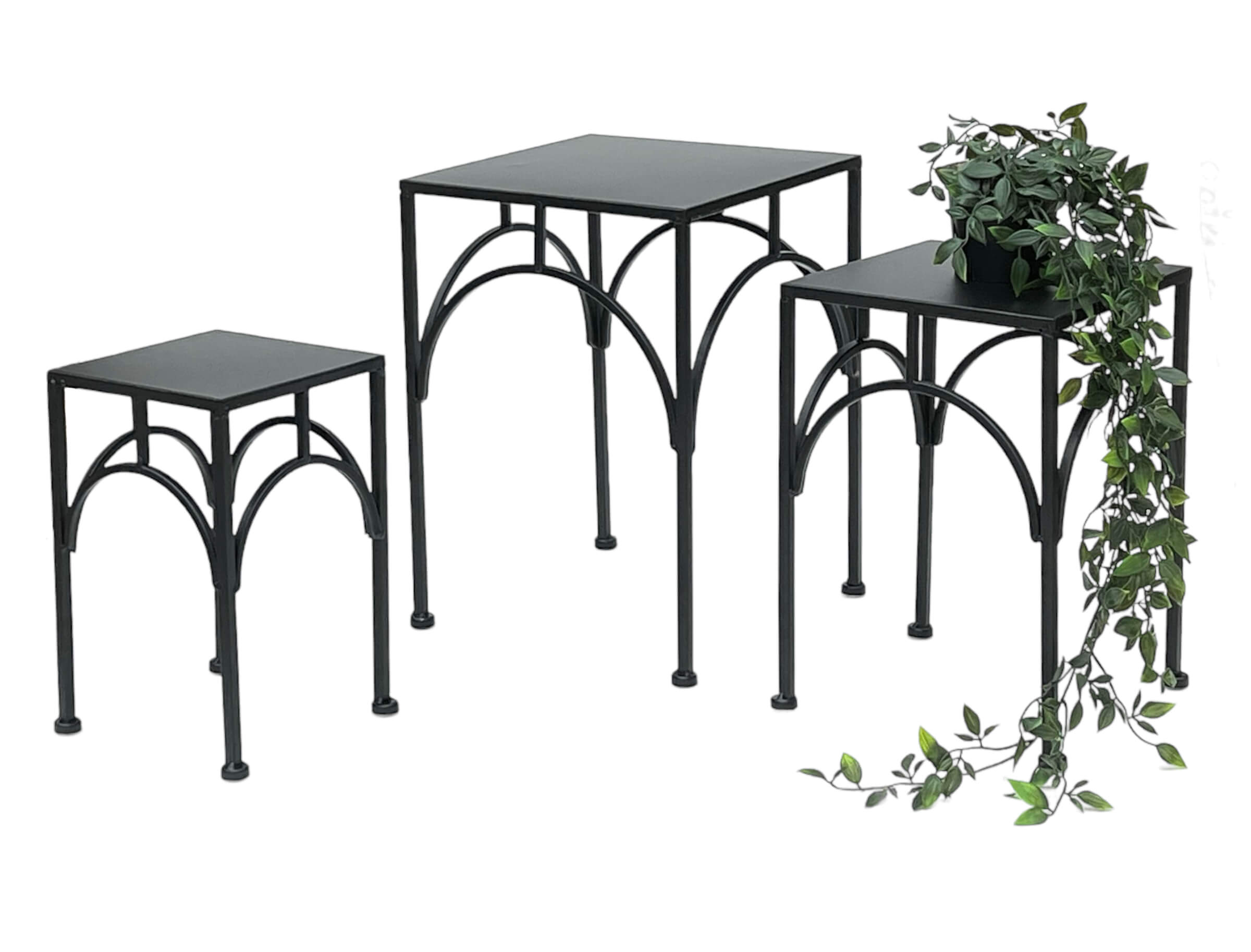 Set Pflanzenständer Beistelltisch 96449 Metall Eckig Modern-DanDiBo Blumensäule 3er Schwarz Blumenständer DanDiBo Blumenhocker