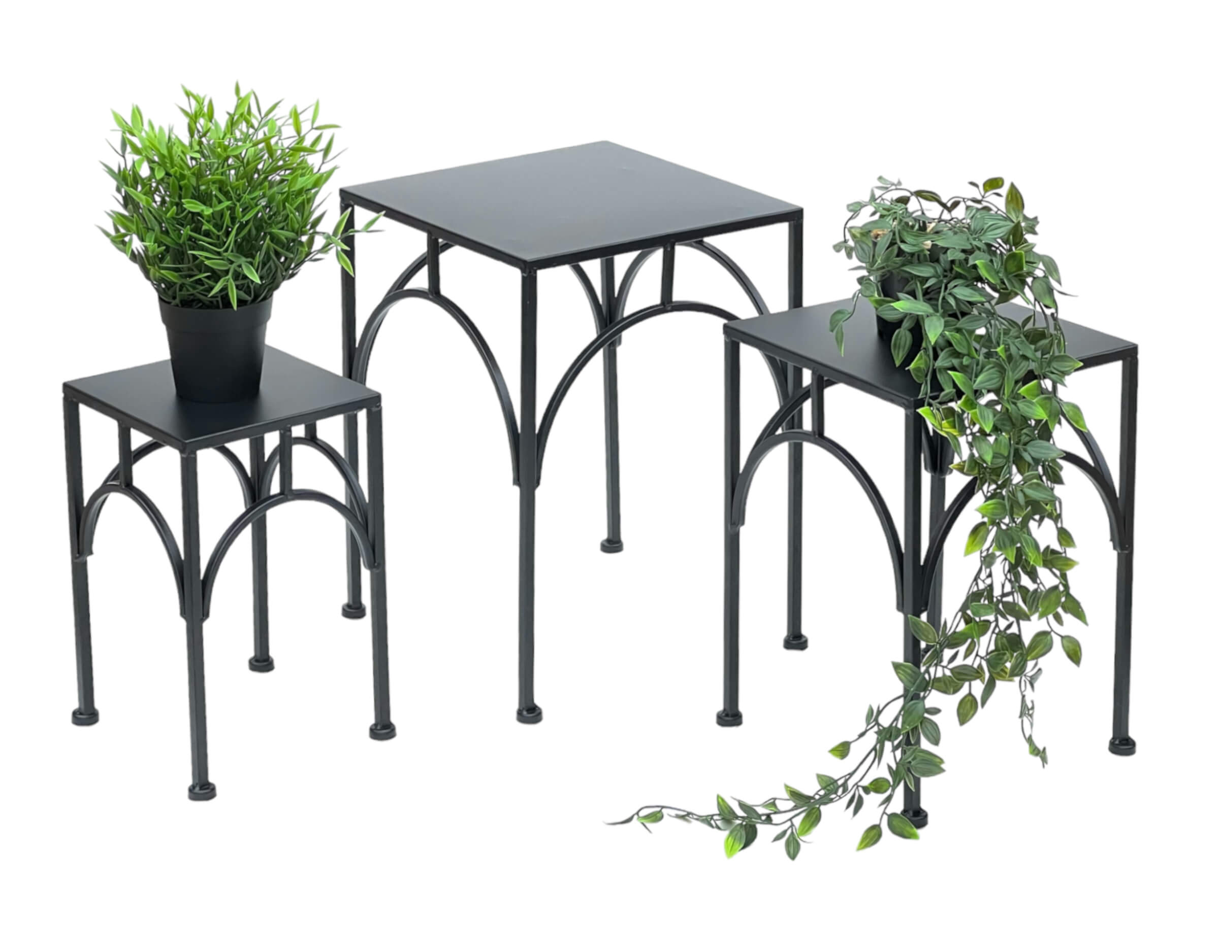 DanDiBo Blumenhocker Metall Schwarz Eckig Blumenständer Beistelltisch 96449 3er  Set Pflanzenständer Blumensäule Modern-DanDiBo