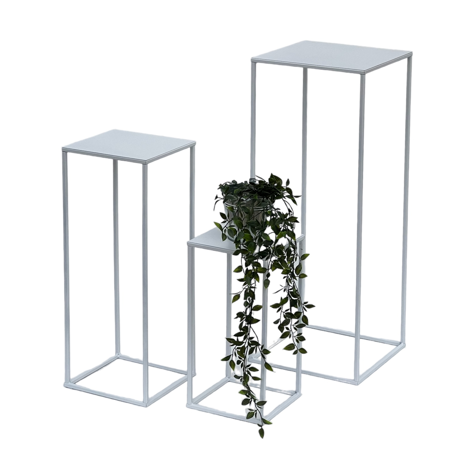 DanDiBo Blumenhocker Metall Weiß Eckig 3er Set Blumenständer