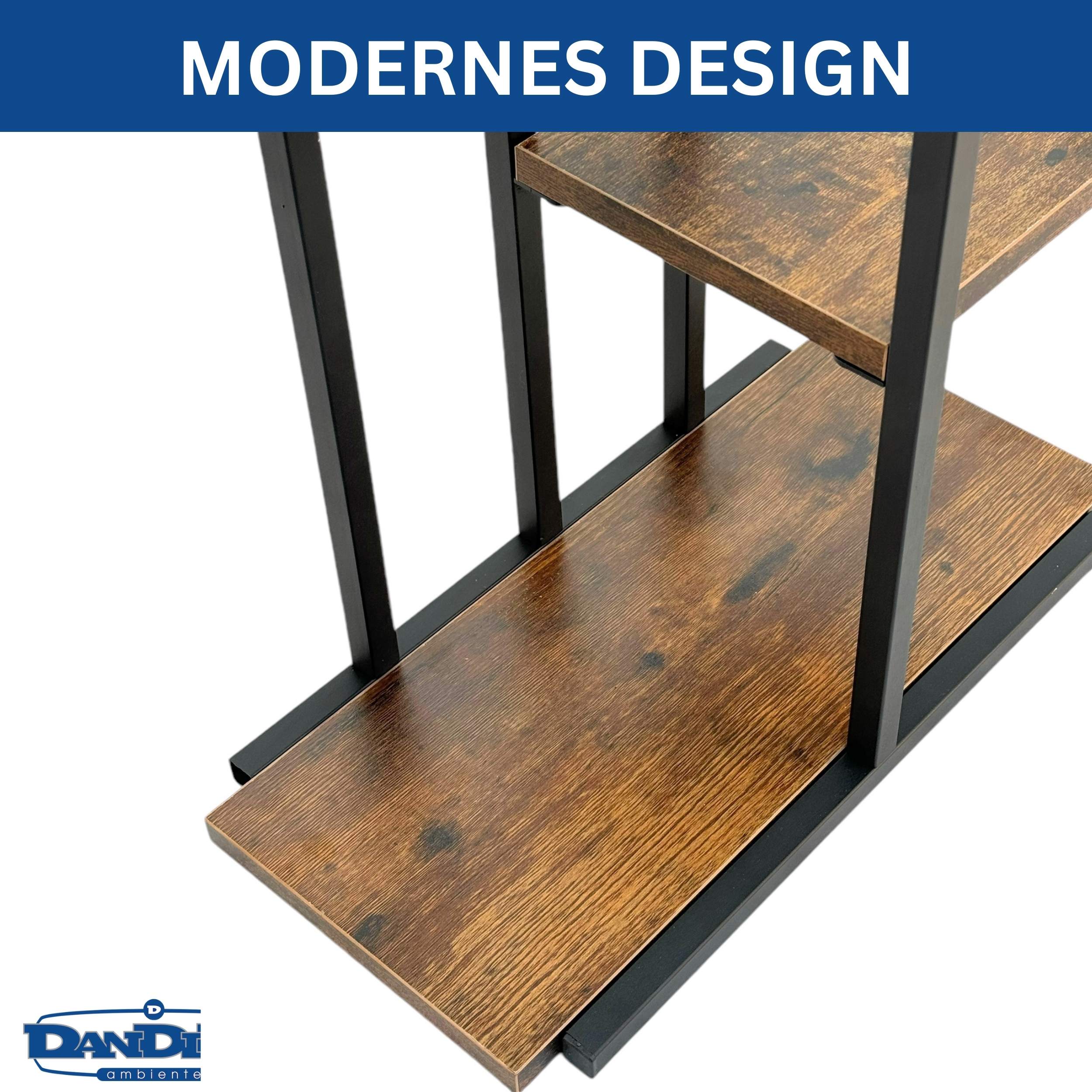 BLUMENREGAL Indoor Metall Schwarz 6 Etagen Holz-DanDiBo