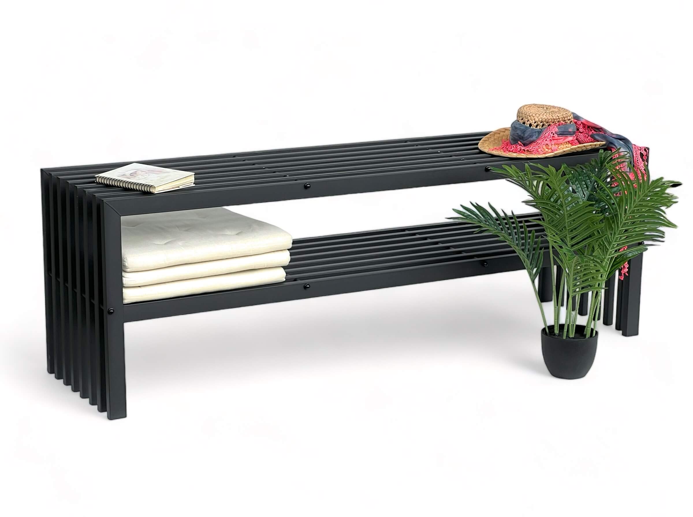 Black modern outdoor bench discount