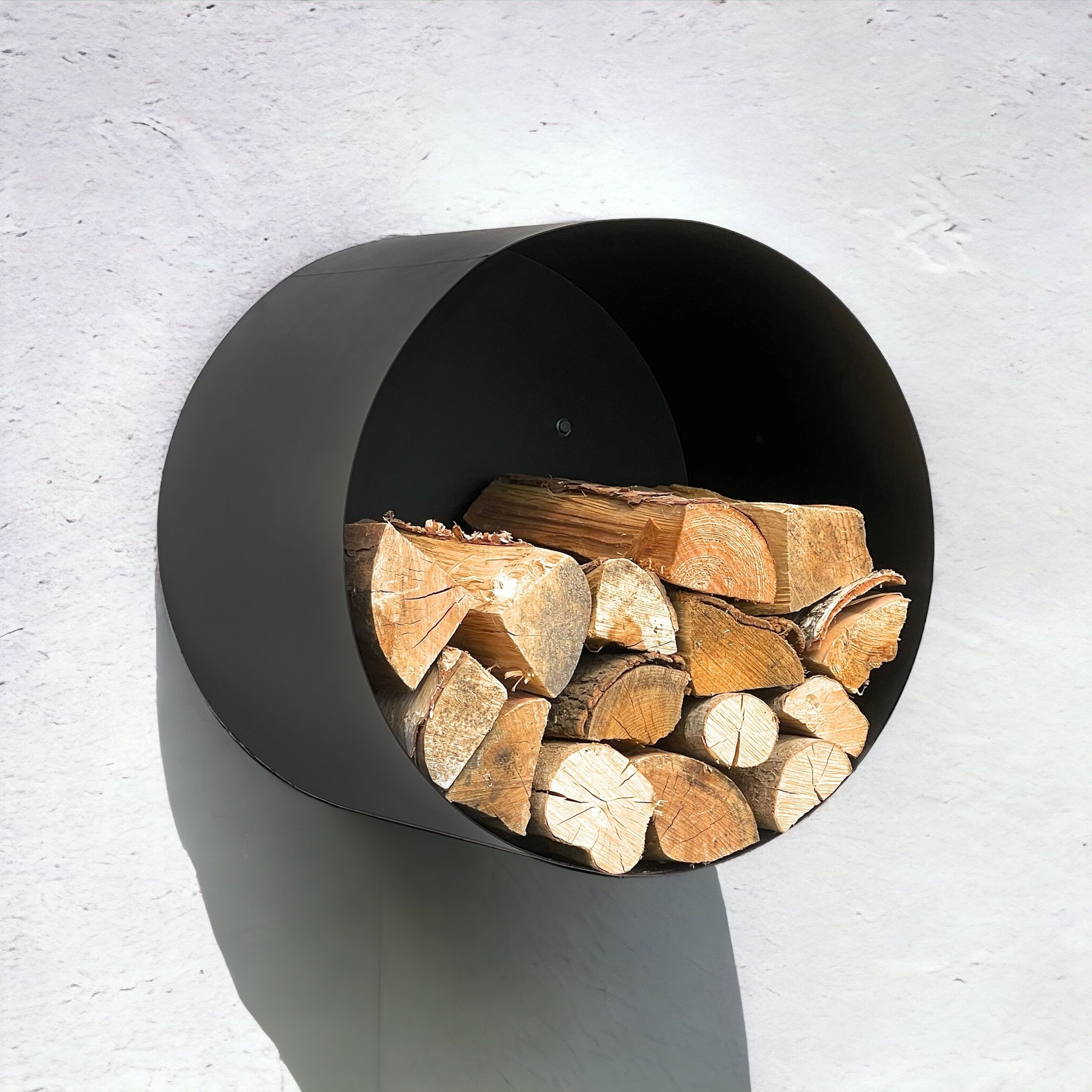 Wall mounted firewood on sale holder