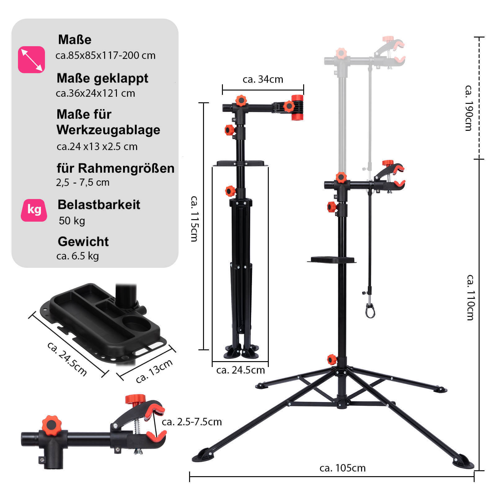 DanDiBo bike assembly stand Bicycle assembly stand Height adjustable 360 rotatable 96562 Repair stand for ebike Mountain bike Centre stand Foldable Folding DanDiBo Ambiente