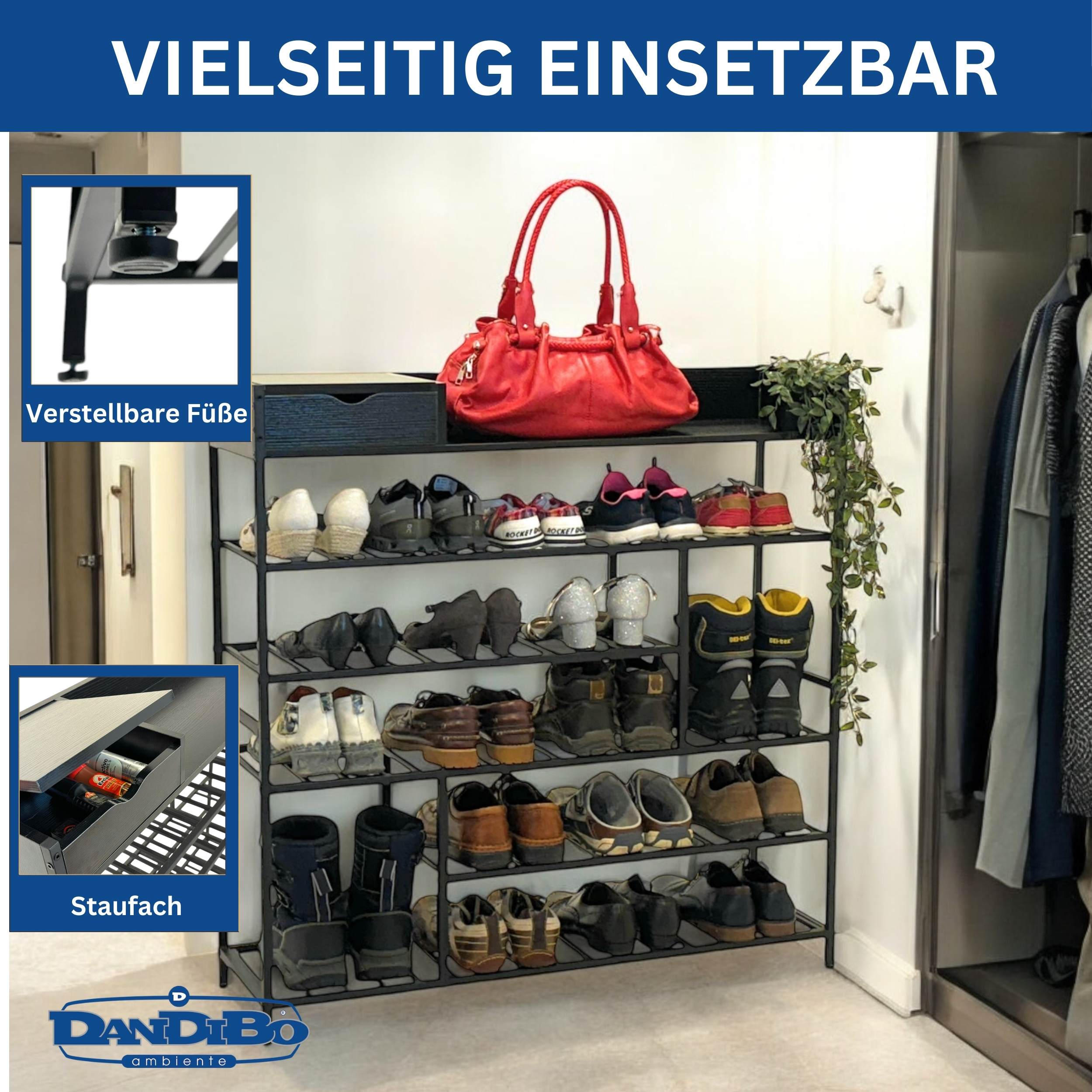 Schuhregal Aus Metall, 6 Etagen – Organizer Für Bis Zu 30 Paar Schuhe, Schwarz & Platzsparend