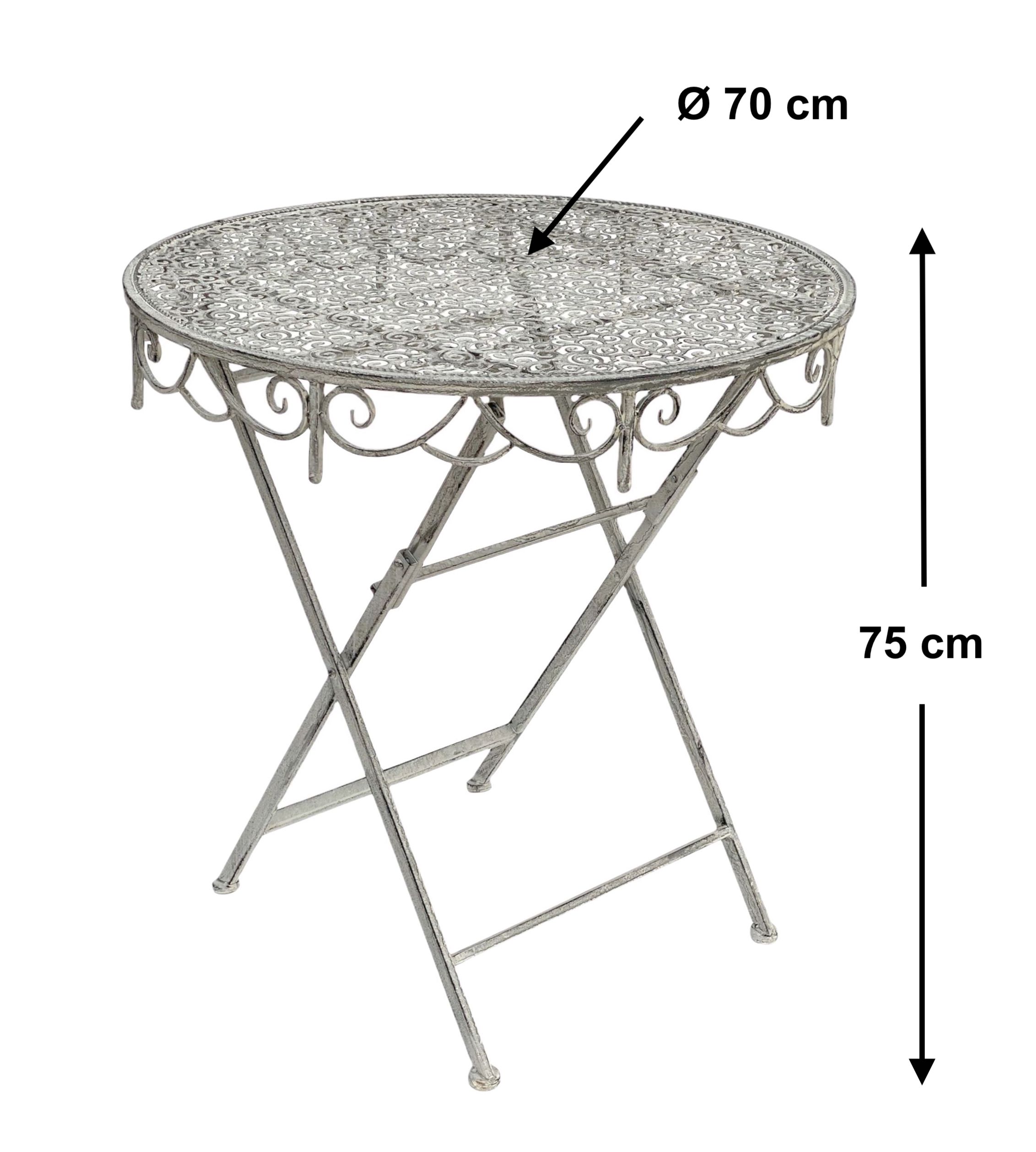Bistrotisch Balkontisch Klapp-Tisch Gartentisch rund Outdoor Holz Eisen rund
