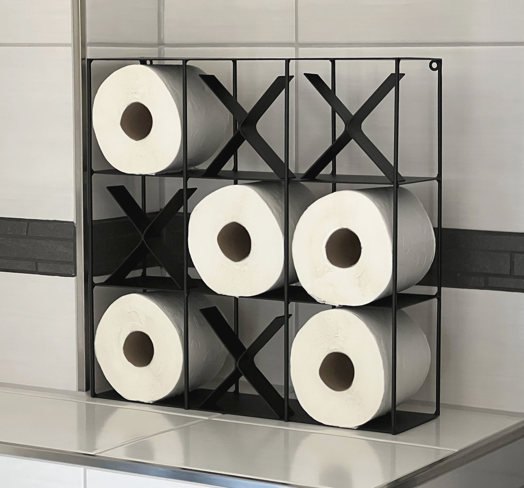 Toilettenpapierhalter Raupe – Dekorativer WC-Rollenhalter Für 3 Rollen, Schwarz, Platzsparend, Fürs Badezimmer