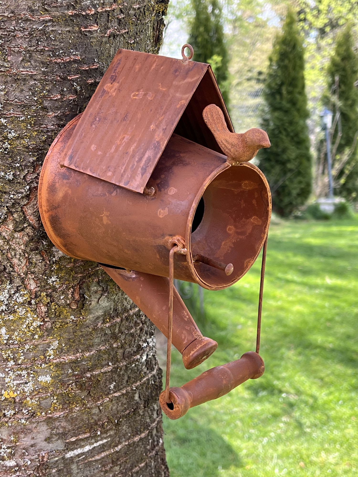 DanDiBo Vogelhaus zum Aufhängen Edelrost Deko Rost Gießkanne