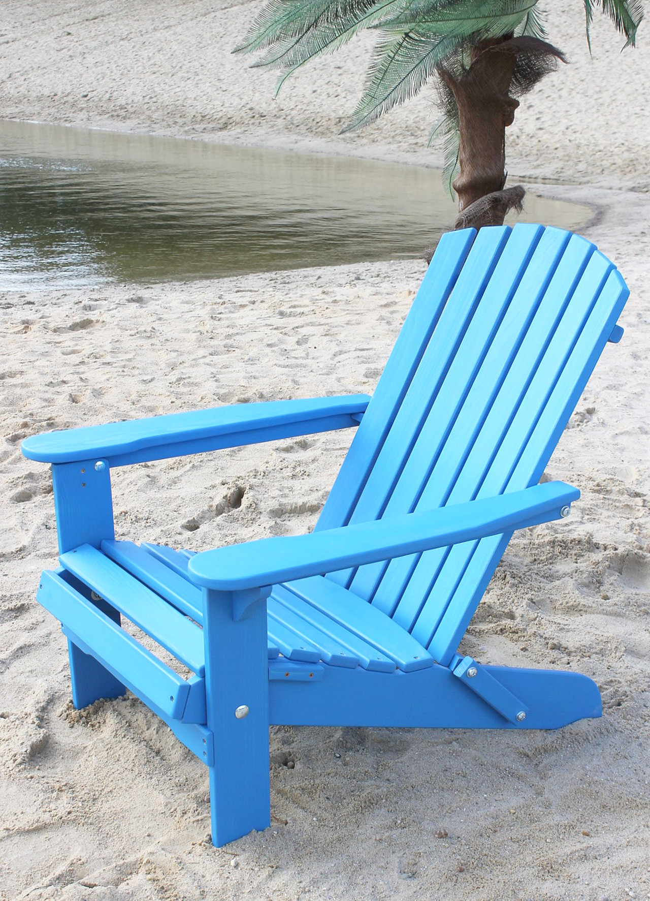 DanDiBo Strandstuhl Sonnenstuhl aus Holz Blau Gartenstuhl 