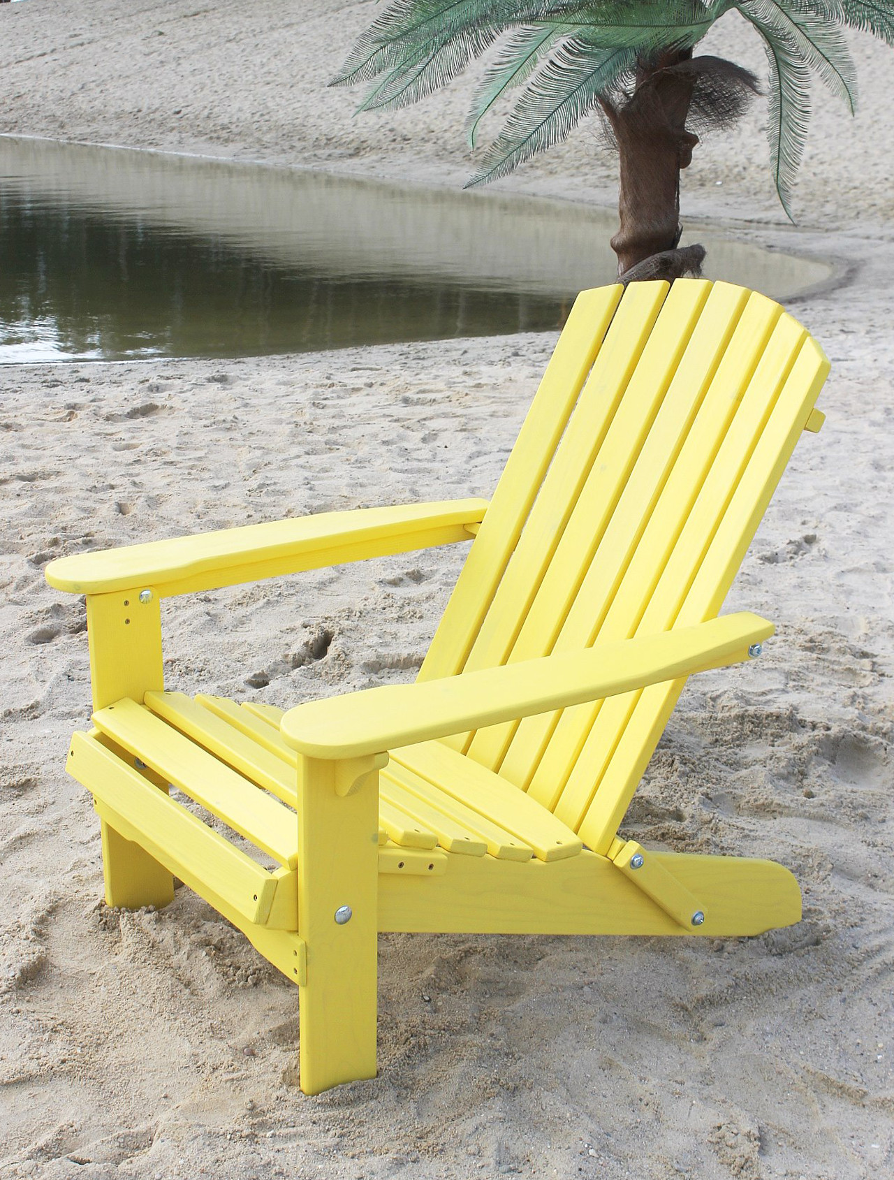 DanDiBo Strandstuhl Sonnenstuhl aus Holz Gelb Gartenstuhl klappbar