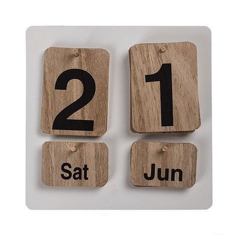 Dauerkalender Kalender Holz  Shabby Vintage mit Ablagefach Schublade NEU 