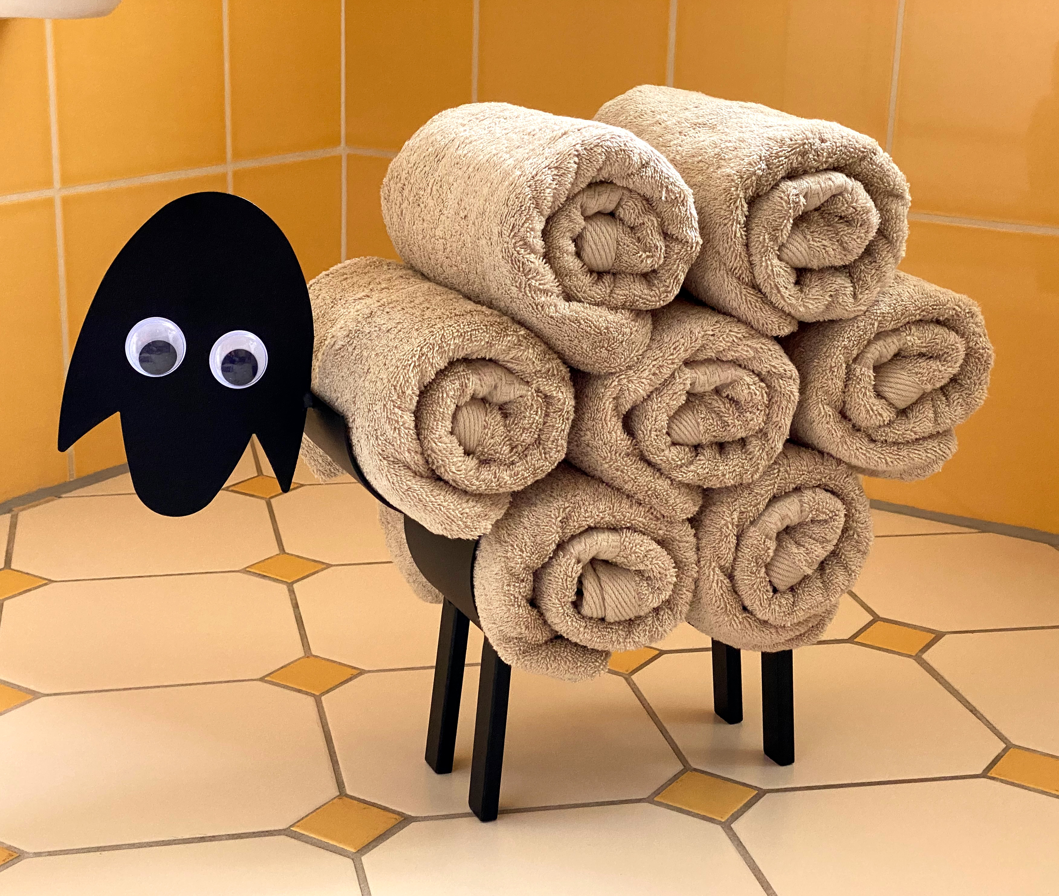 dandibo handtuchhalter schwarz metall schaf mit wackelaugen wc