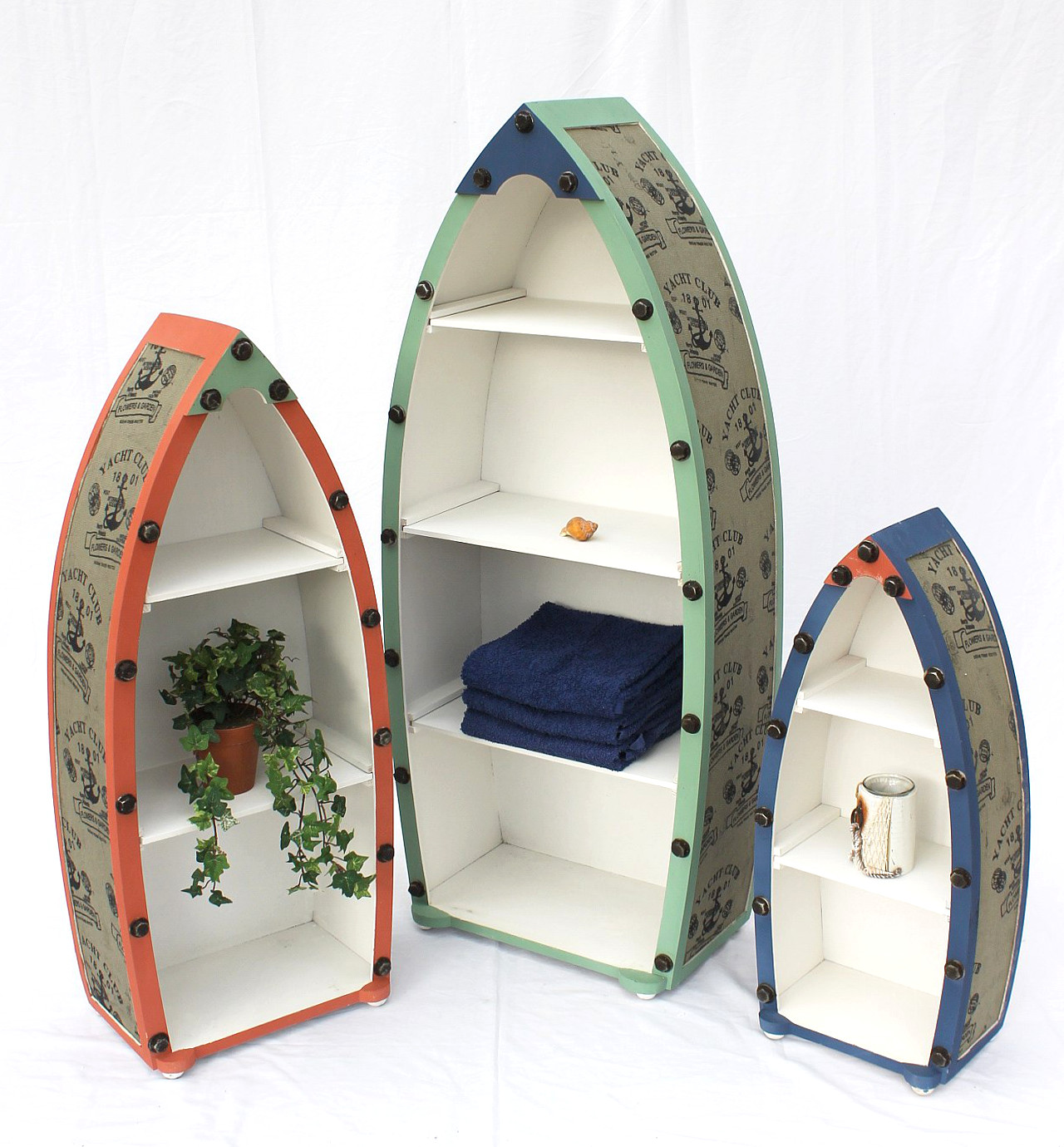 Boot - Regal - Badregal 3er Set. Aus MDF und Holz gefertigt und