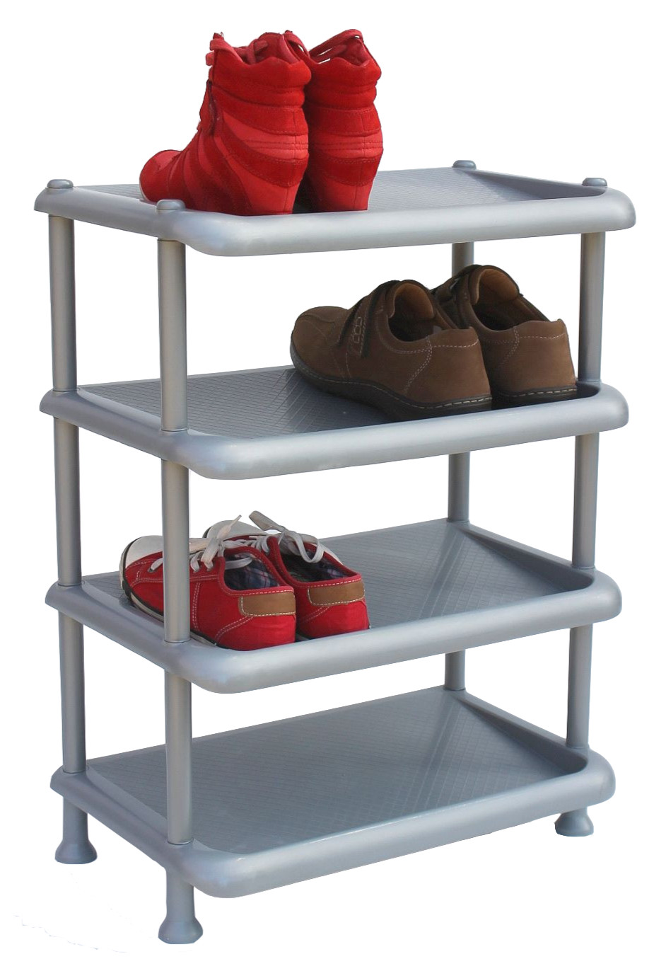 DanDiBo Schuhregal Kunststoff Offen Grau 93873 Schuhschrank-DanDiBo Stapelbar mit Schuhablage Schuhständer Ebenen 4