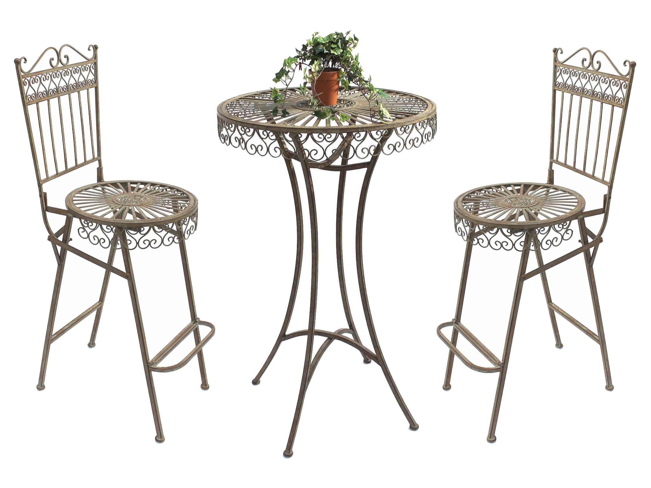 Dandibo Stehtisch 2 Barhocker Set Metall 130414 15 Bartisch Garten Antik Schmiedeeisen Bistrotisch Gartentisch Gartenmobel Dandibo