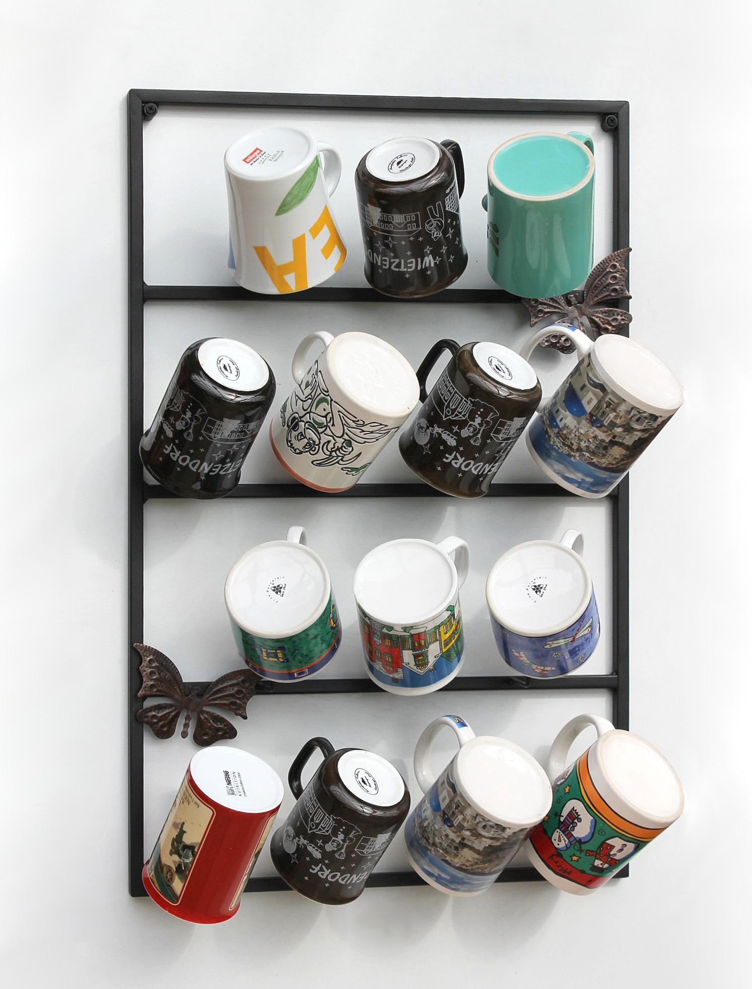 IGNPION Metall-Tassenständer mit 6 Haken für Tassen Kaffeetasse und Untertasse braun Aufbewahrungs-Organizer nicht im Lieferumfang enthalten Aufbewahrungsregal für Tassen